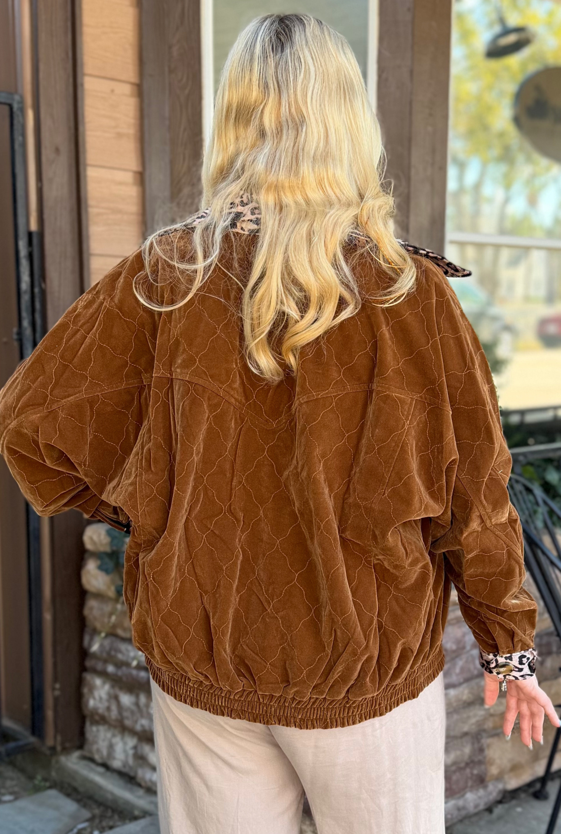 BROWN CHEETAH VELVET JACKET