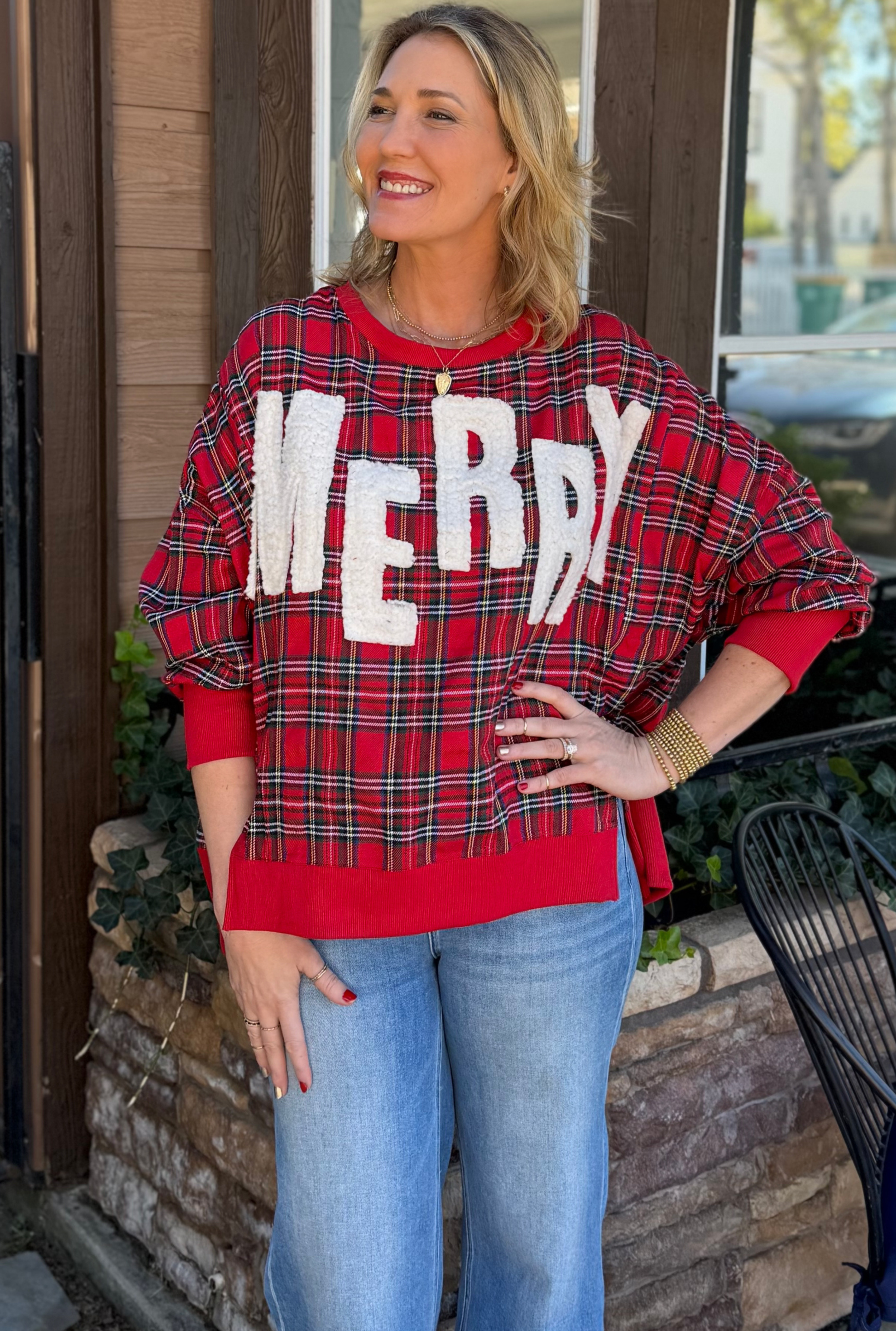 MERRY PATCH CHRISTMAS SWEATER