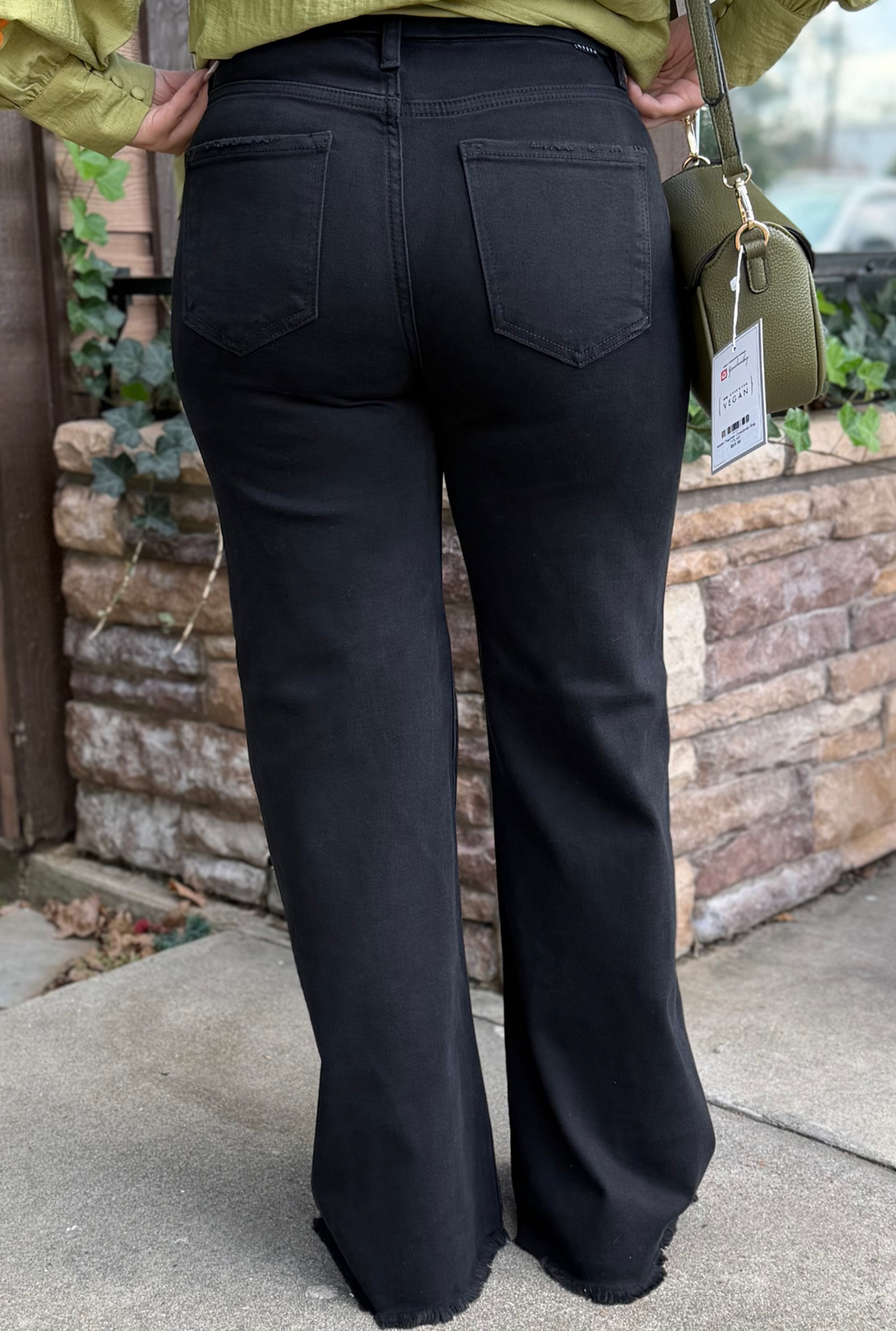 BLACK TUMMY CONTROL HIGH RISE WIDE JEANS