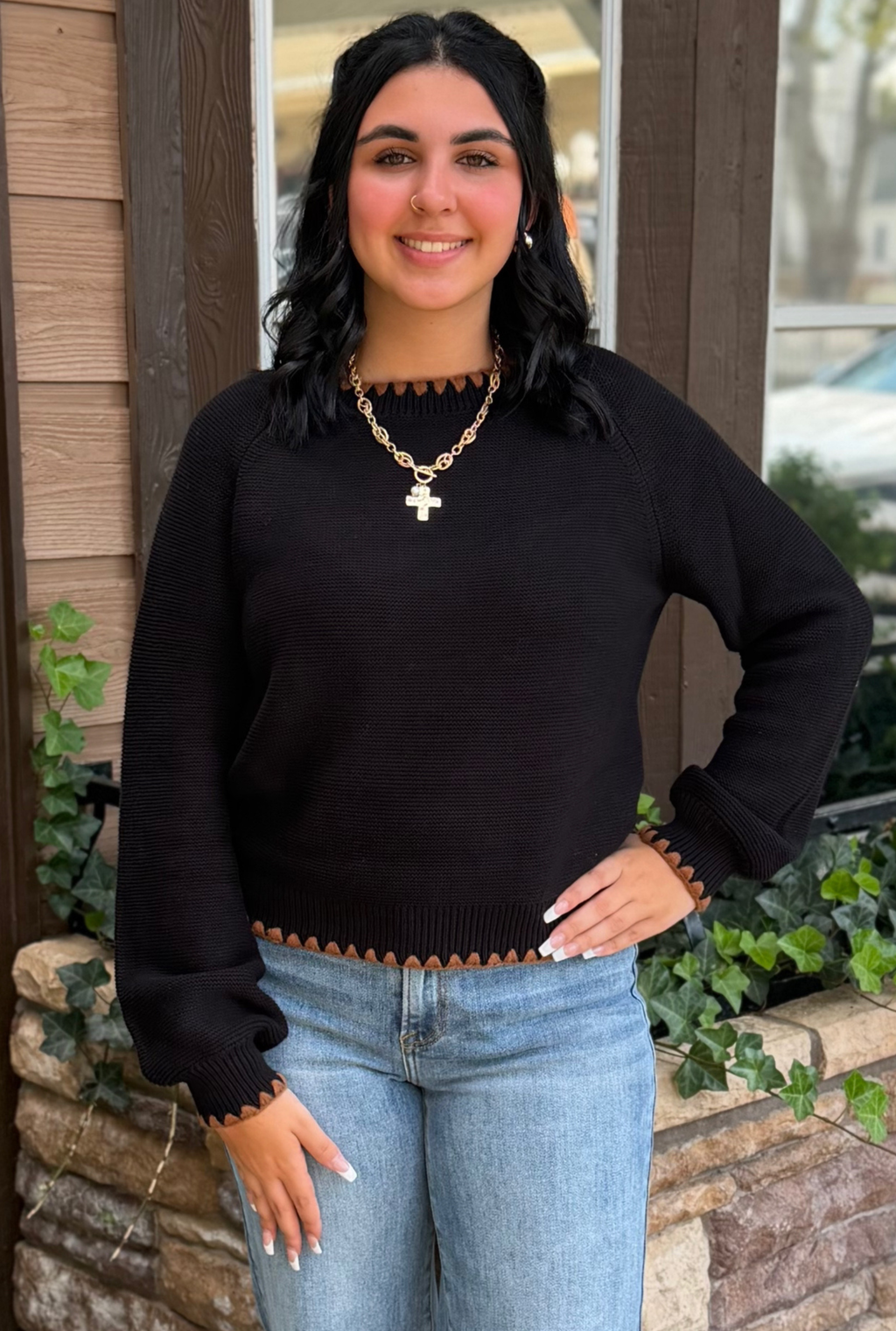 BLACK MOCHA CONTRAST SWEATER