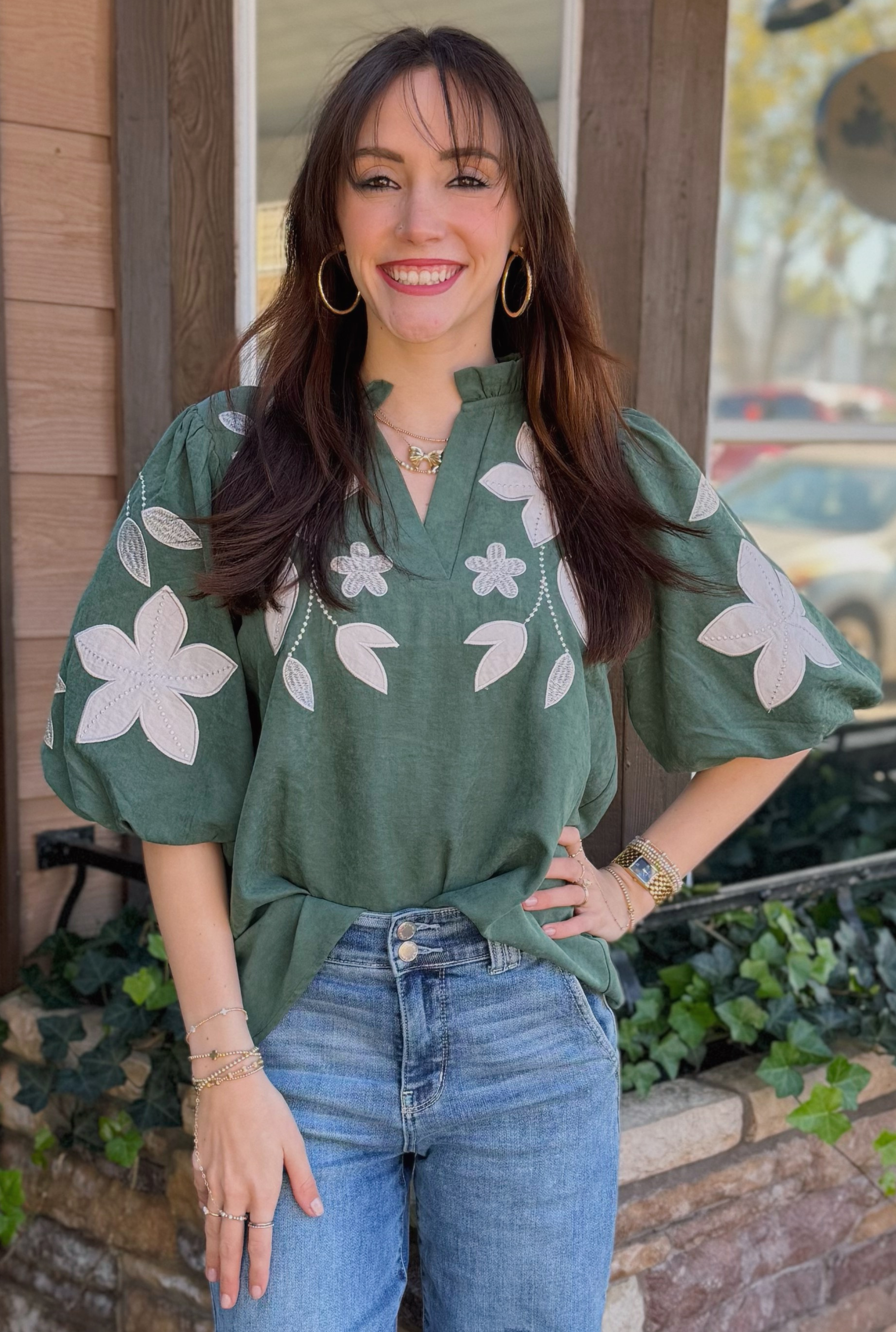 HUNTER GREEN SUEDE TOP