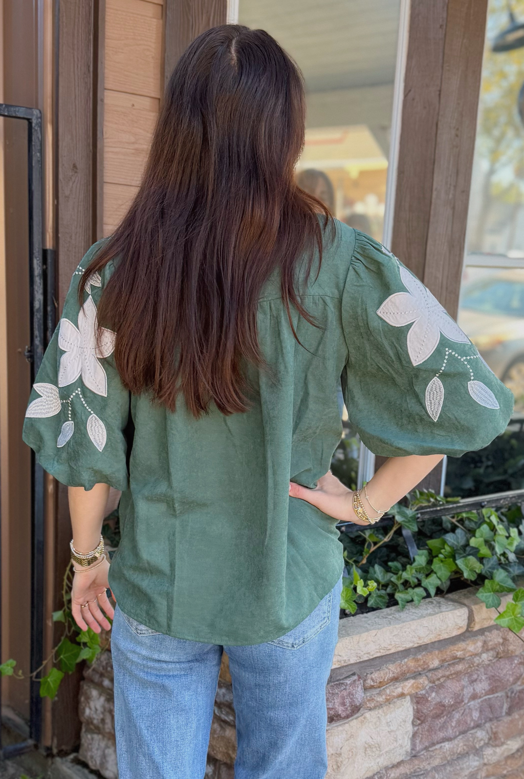 HUNTER GREEN SUEDE TOP