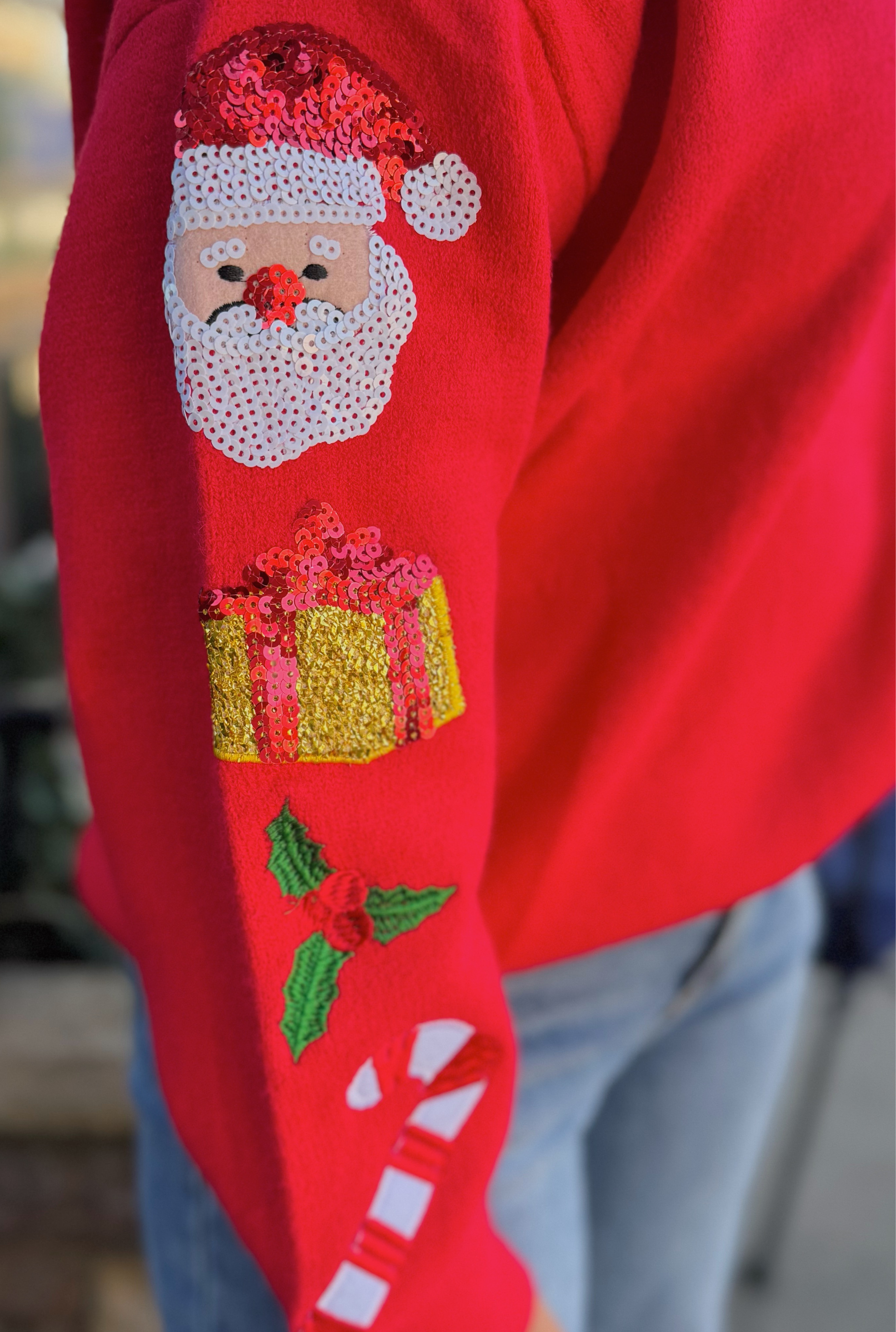 CHRISTMAS SEQUIN DETAIL SWEATER TOP