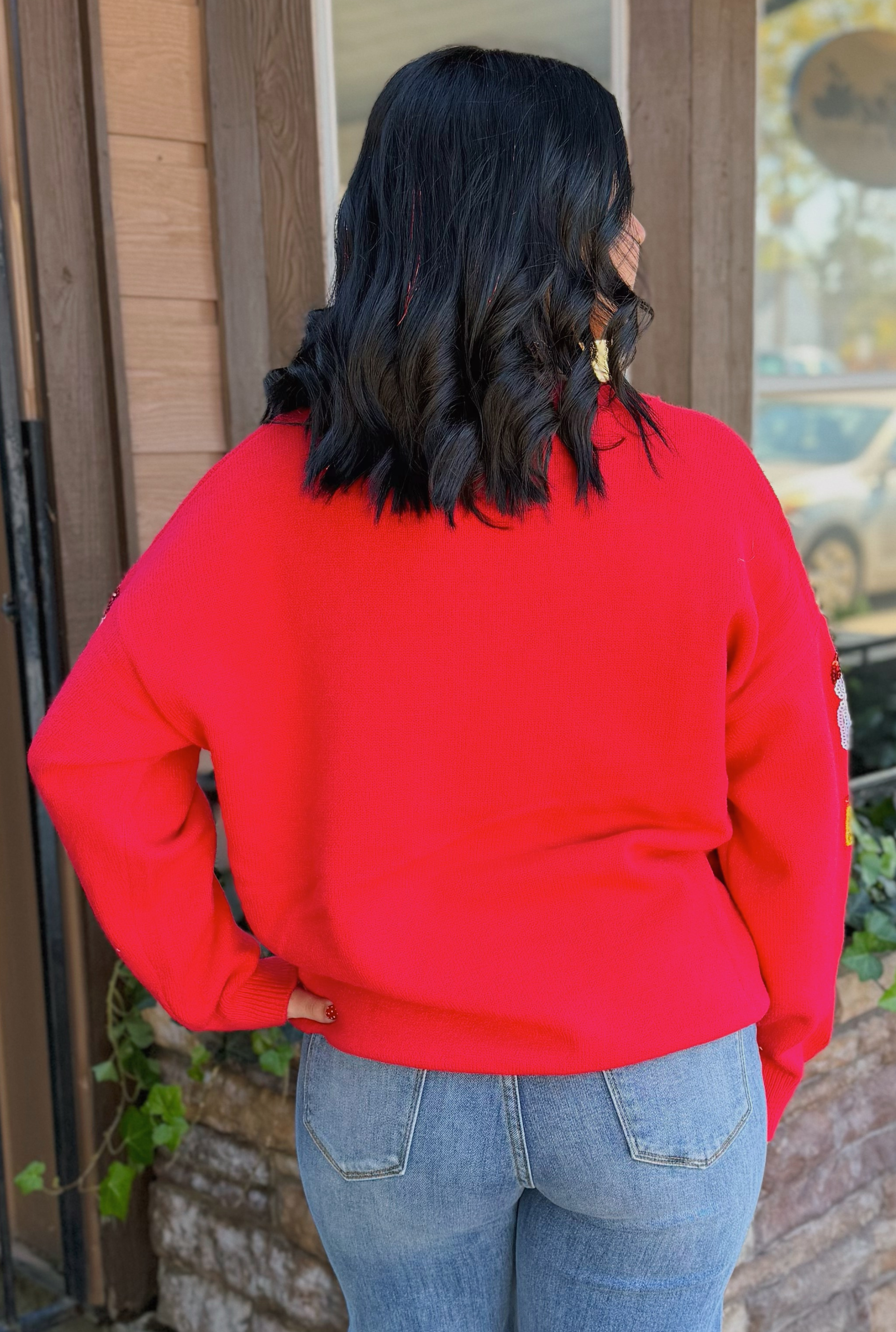 CHRISTMAS SEQUIN DETAIL SWEATER TOP
