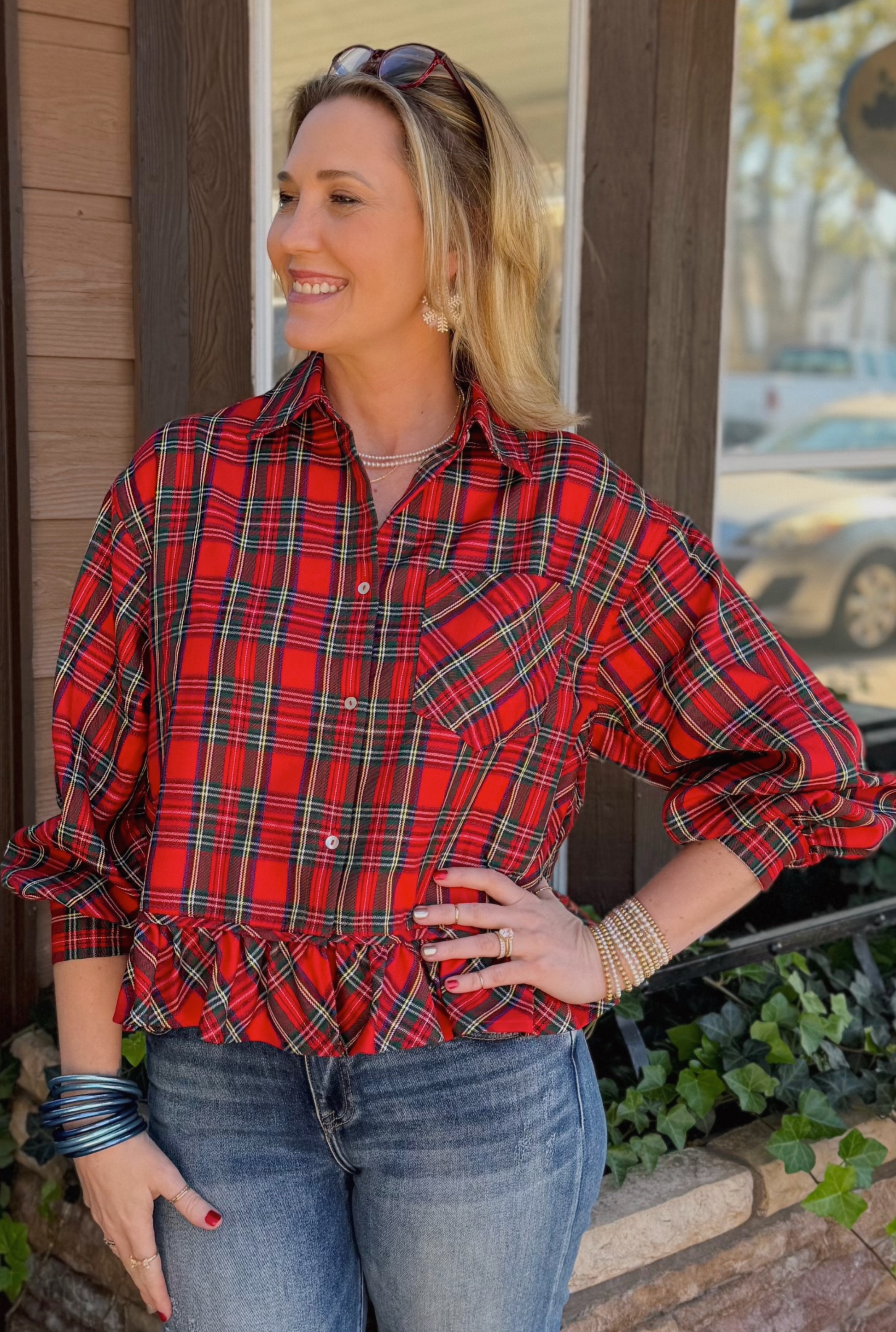 RED PLAID TOP