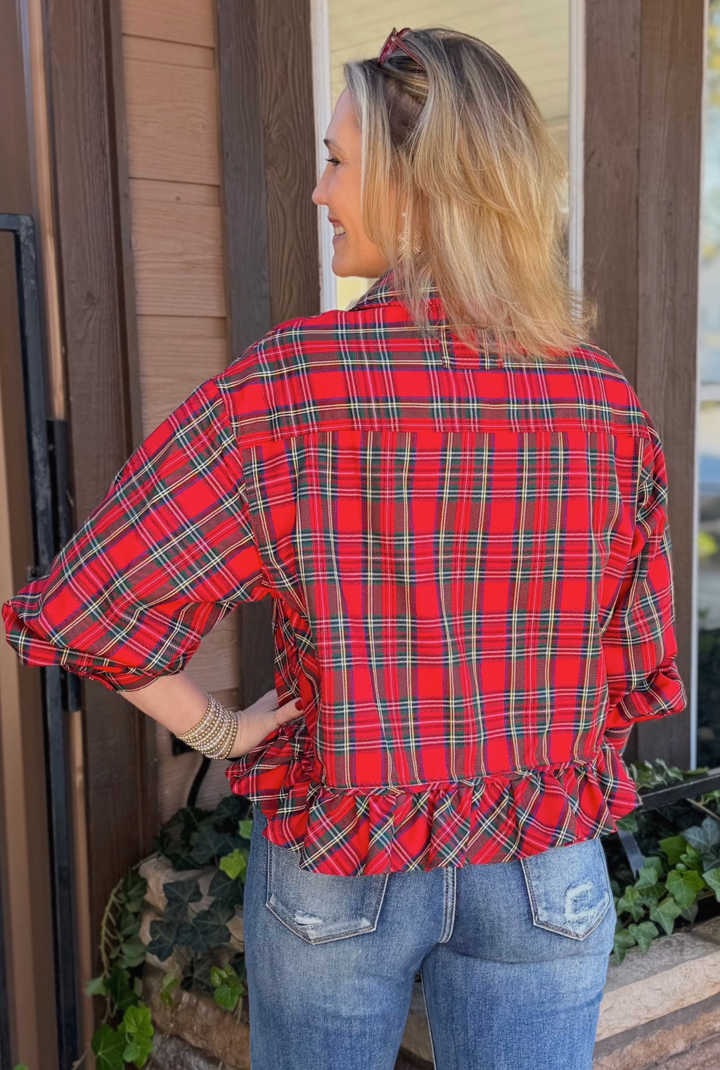 RED PLAID TOP