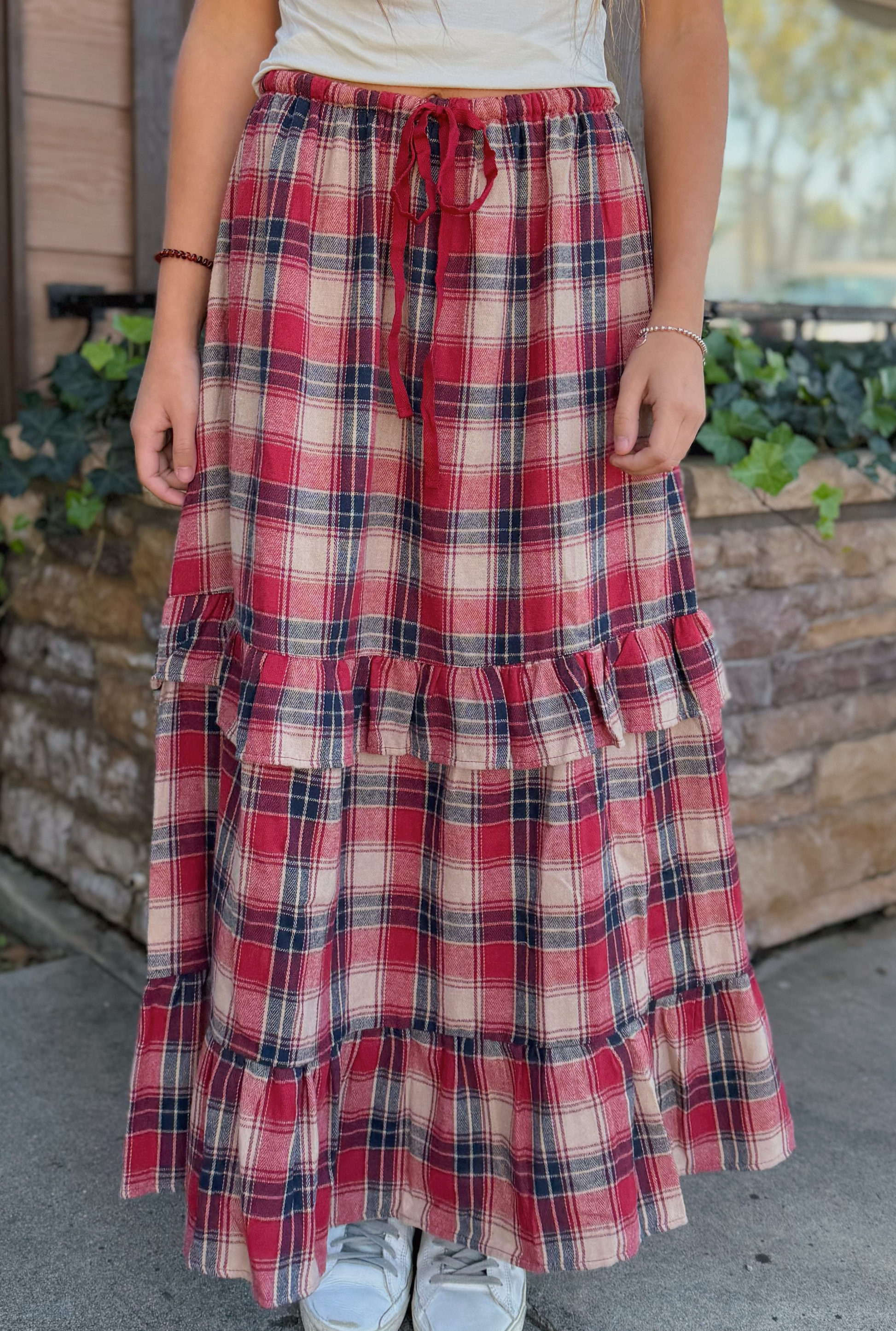 PLAID RUFFLE SKIRT