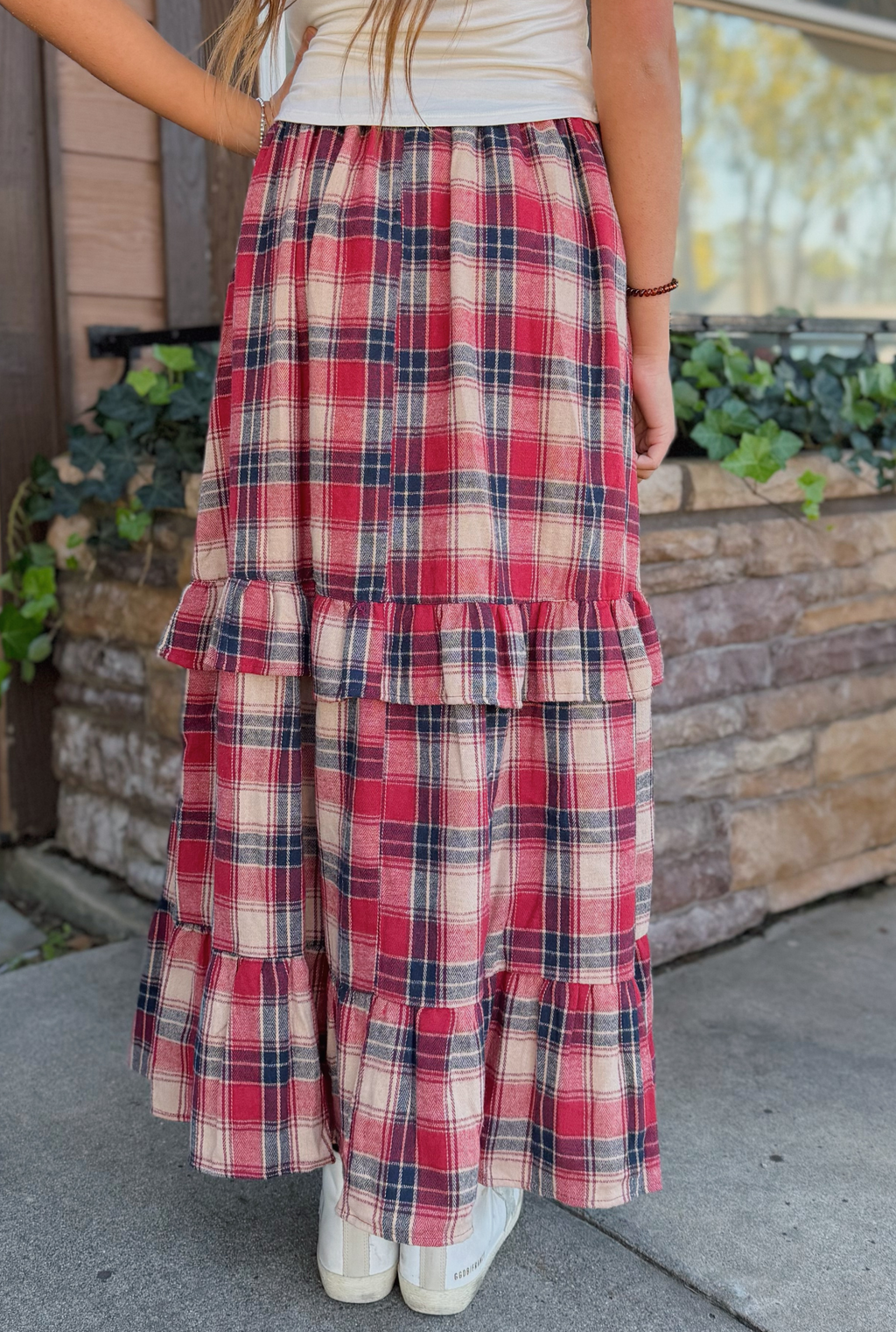 PLAID RUFFLE SKIRT