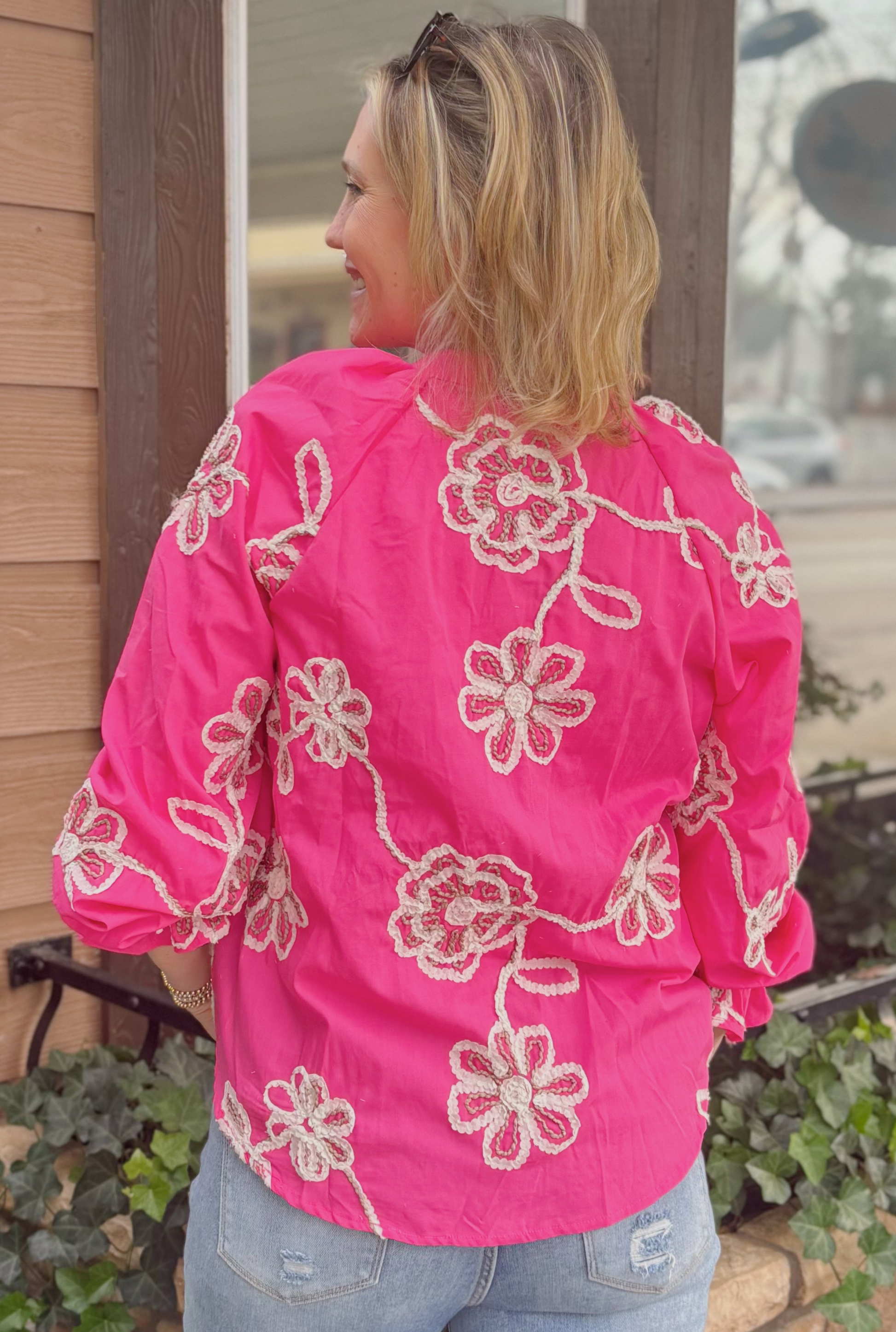 PINK FLORAL ELEGANT TOP