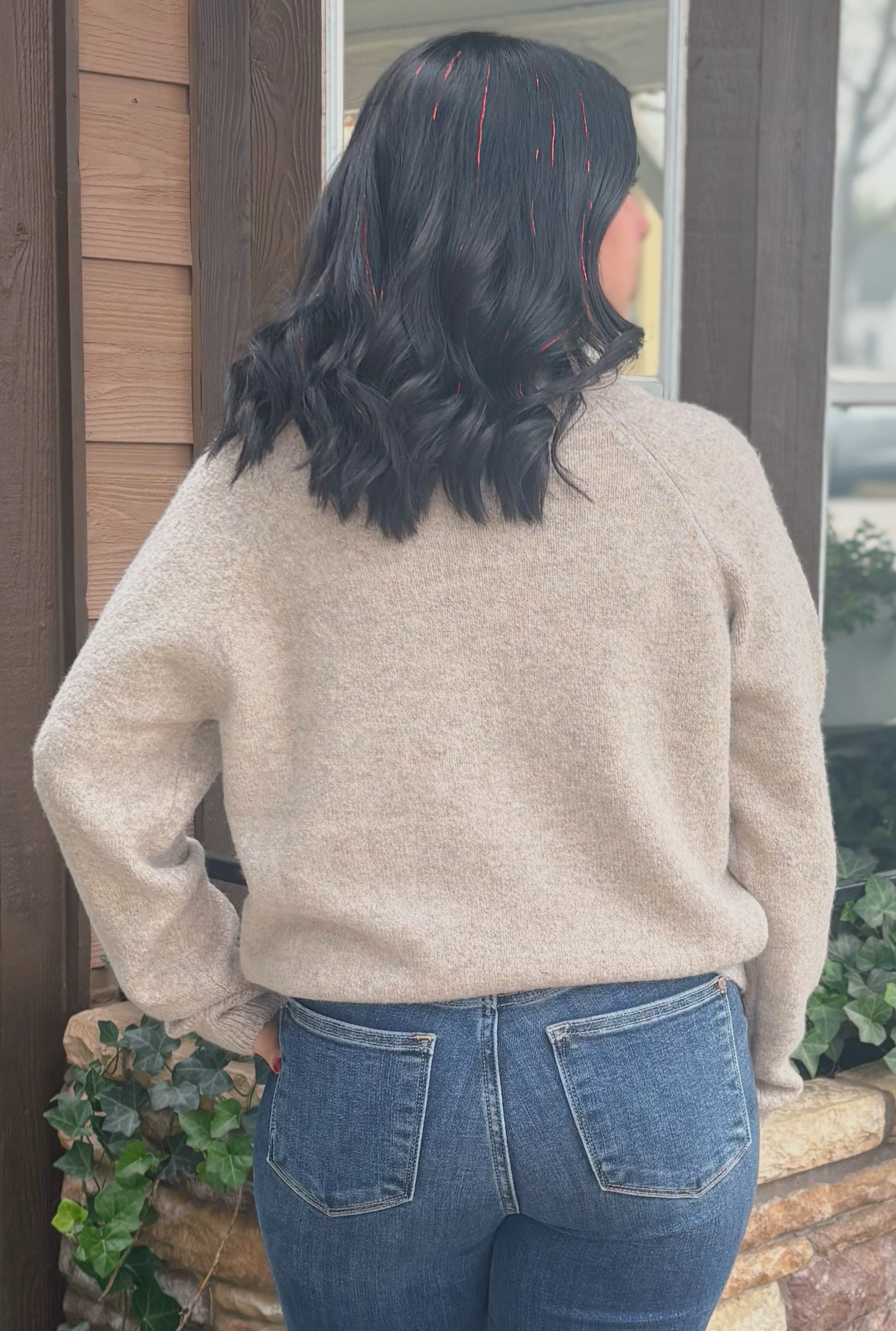 MOCHA FLORAL EMBROIDERED SWEATER