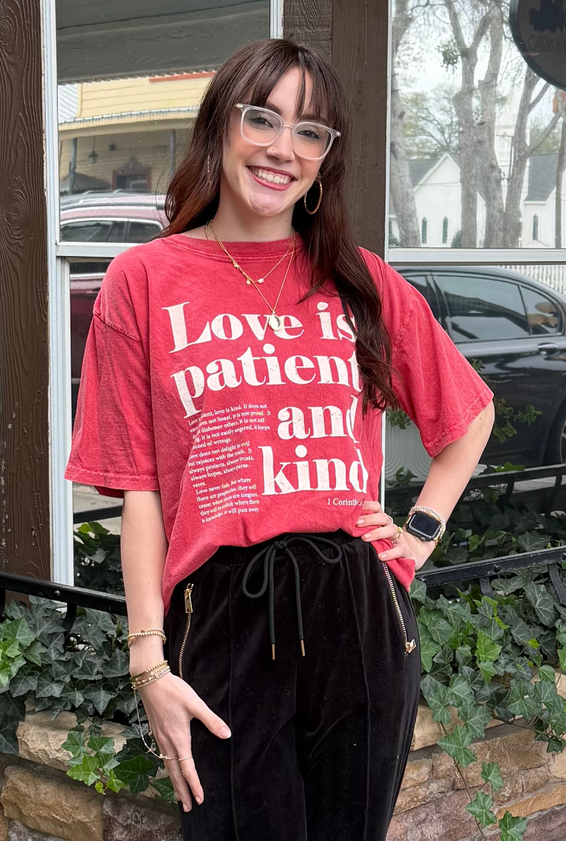 Love Is Patient and Kind Oversized Mineral Graphic Tee