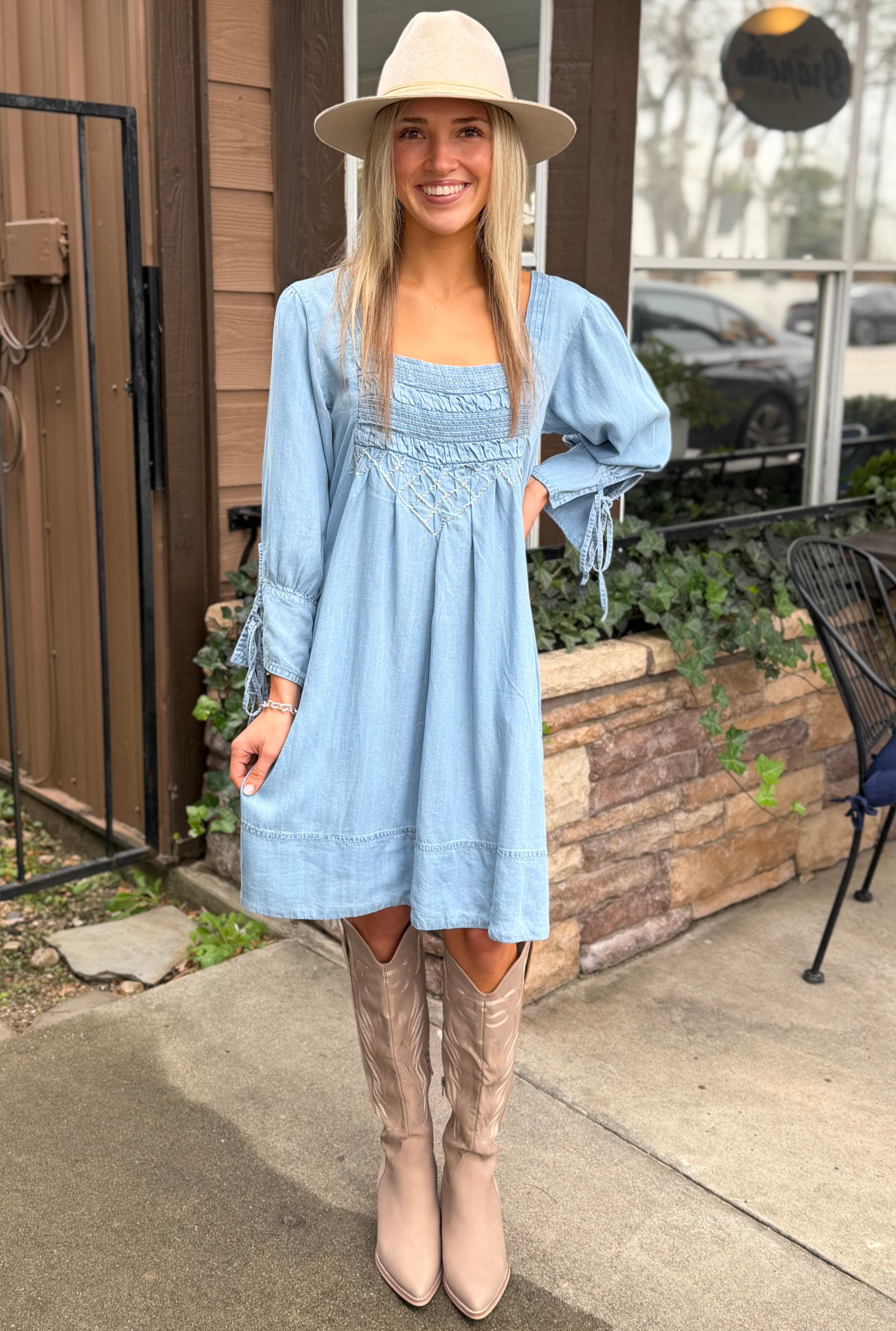 chambray mini dress Women's Havana Mini Dress in Chambray | Brochu Walker S