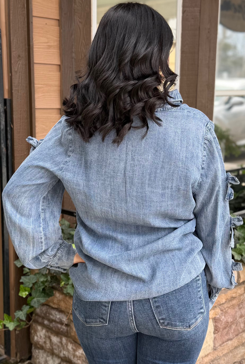 DENIM BOW TOP