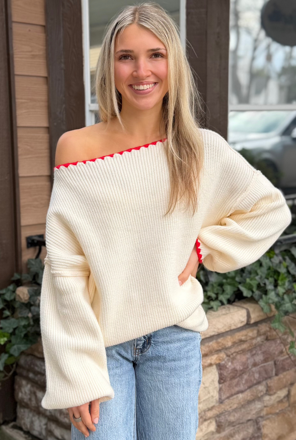 IVORY BOATNECK SWEATER
