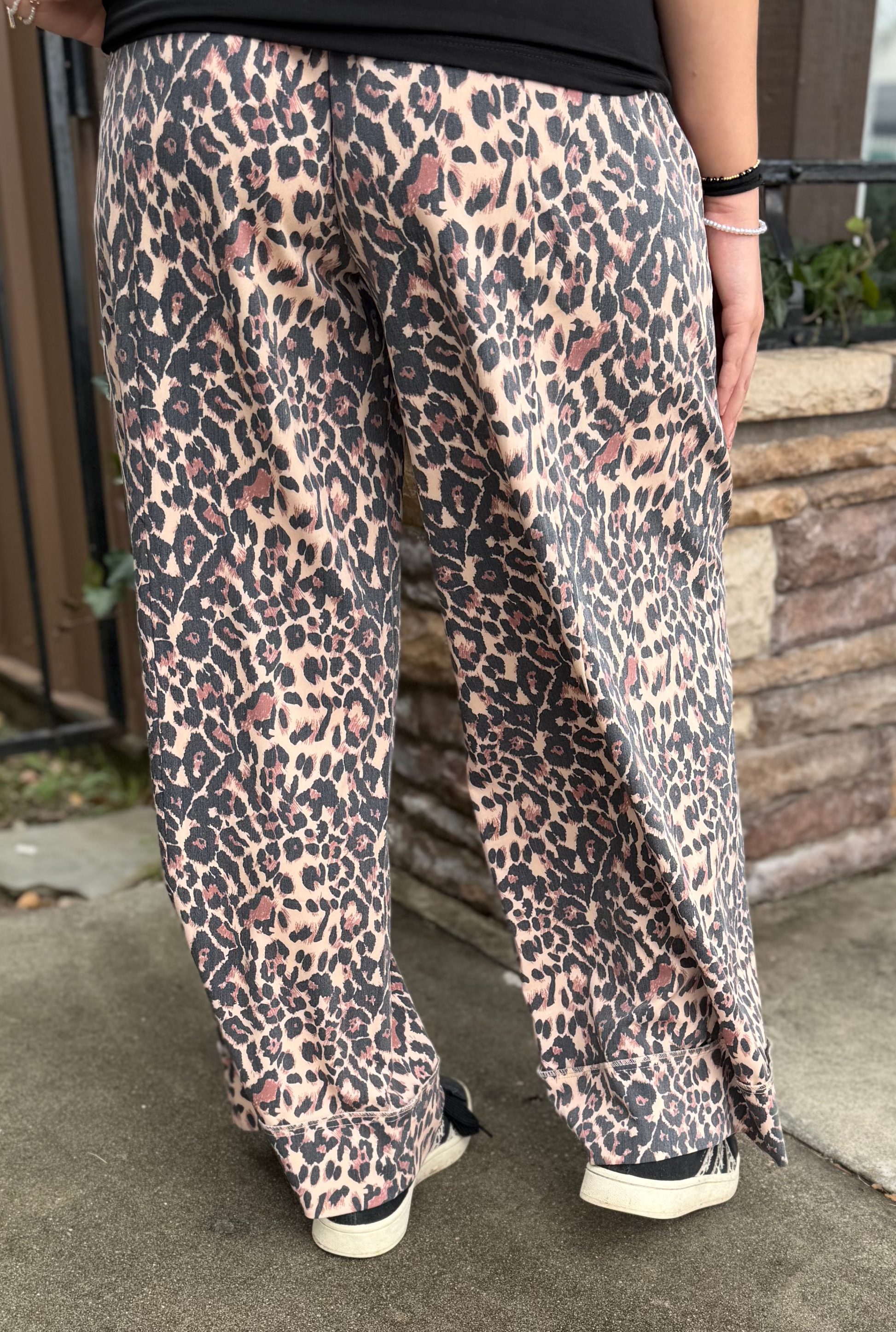 Leopard Drawstring Wide Pant