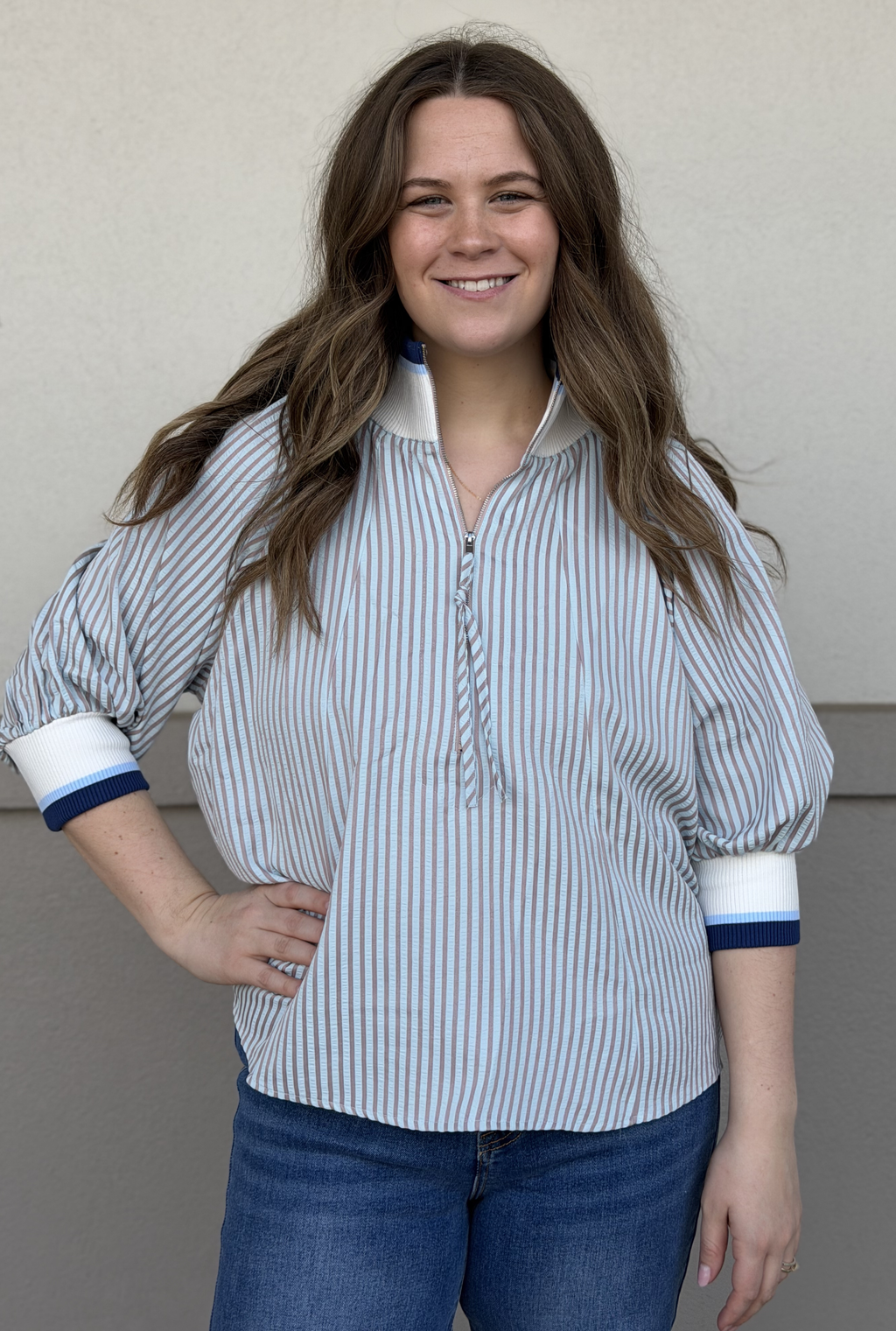 SNAZZY BLUE STRIPED TOP