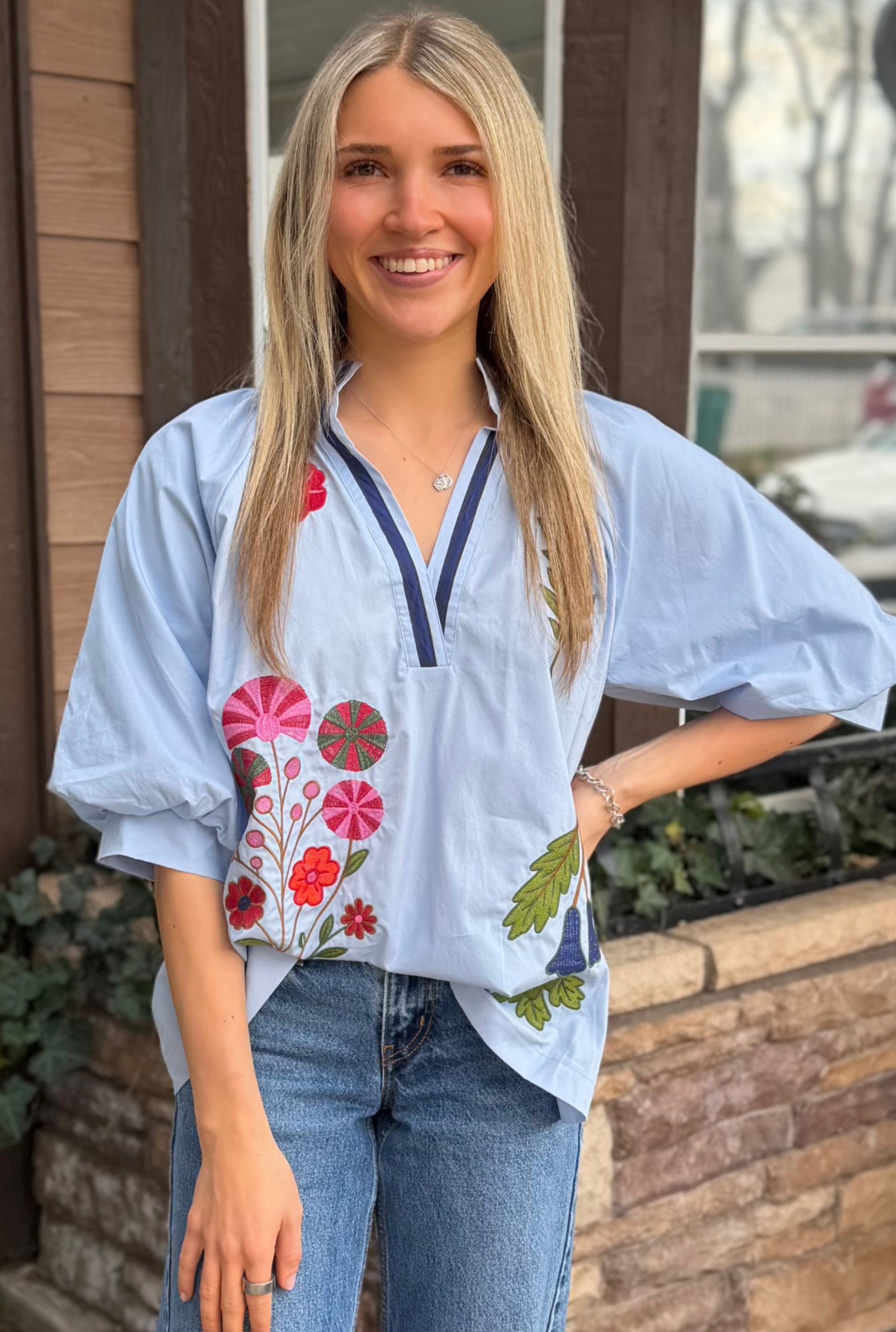 PERIWINKLE EMBROIDERED FLORAL