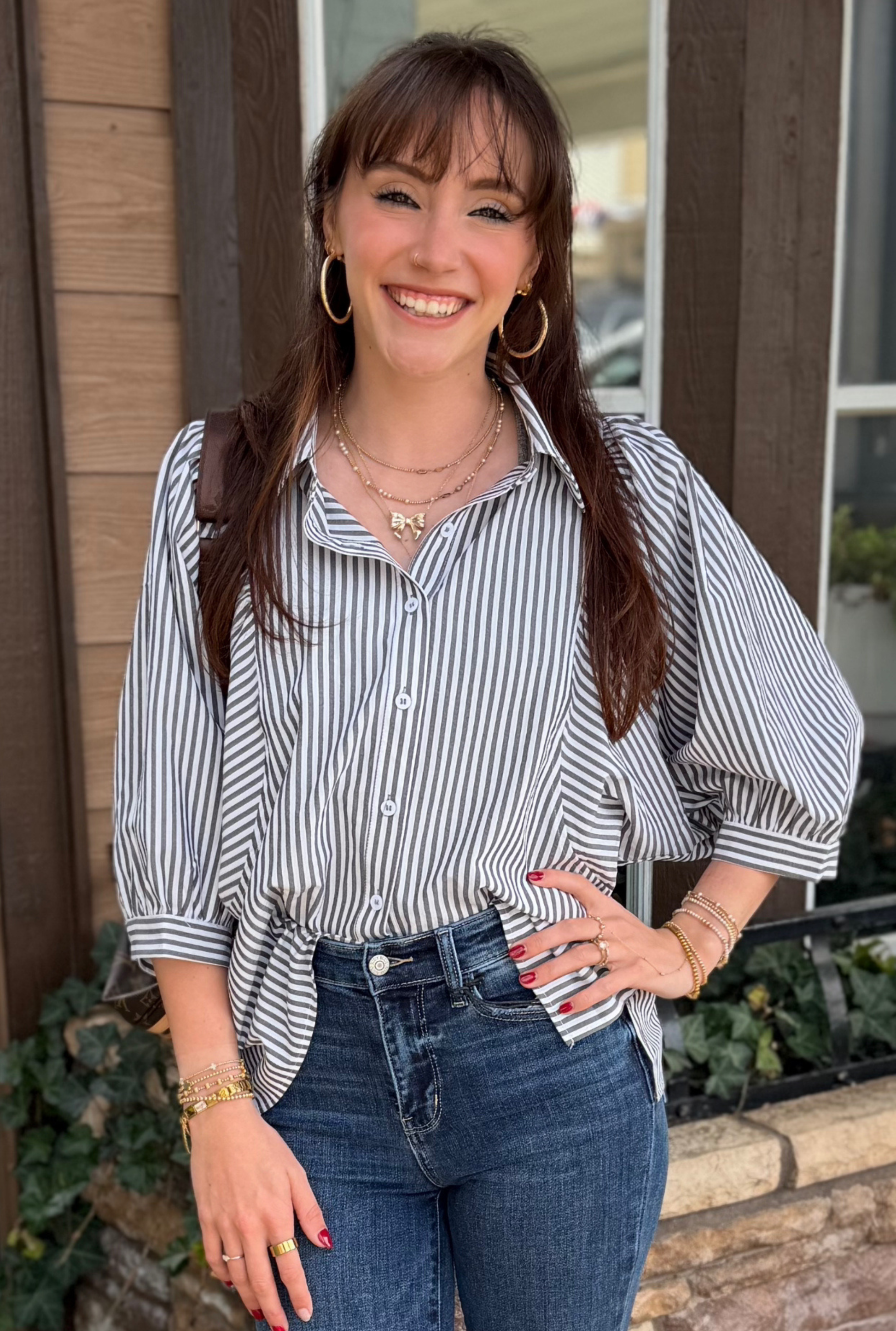 BLACK STRIPED SOPHIE TOP