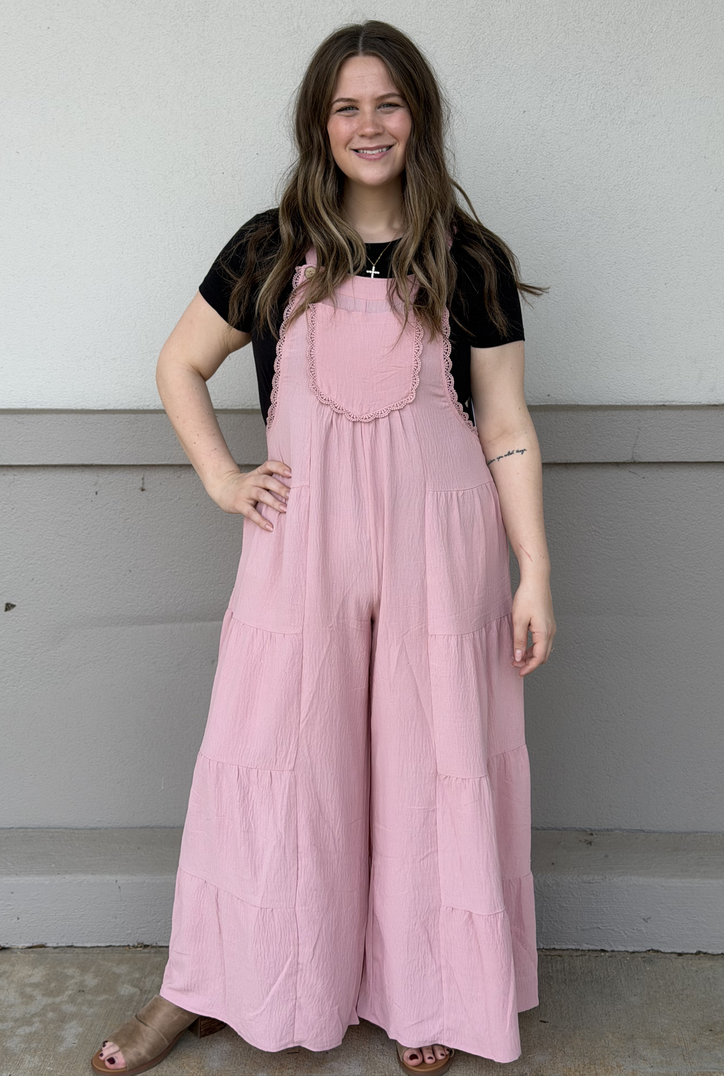PINK LACE JUMPSUIT