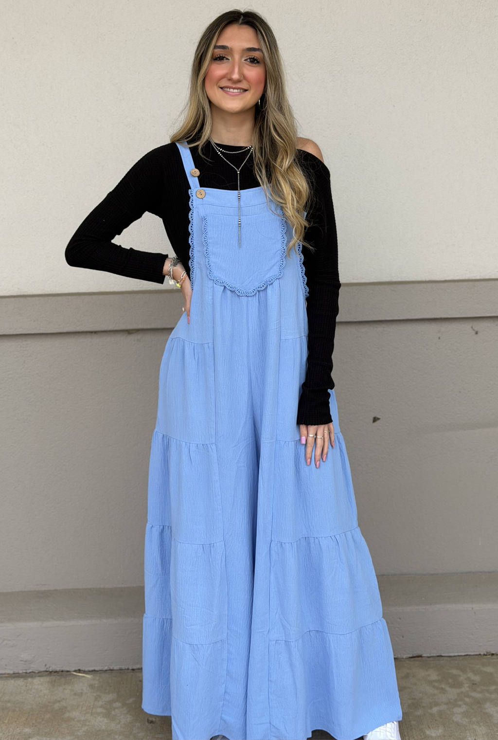 BLUE LACE JUMPSUIT