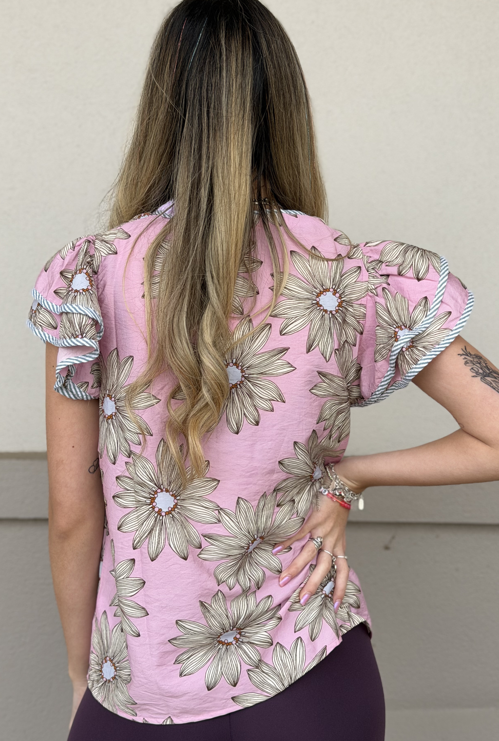 PINK FLORAL CAYCEE TOP