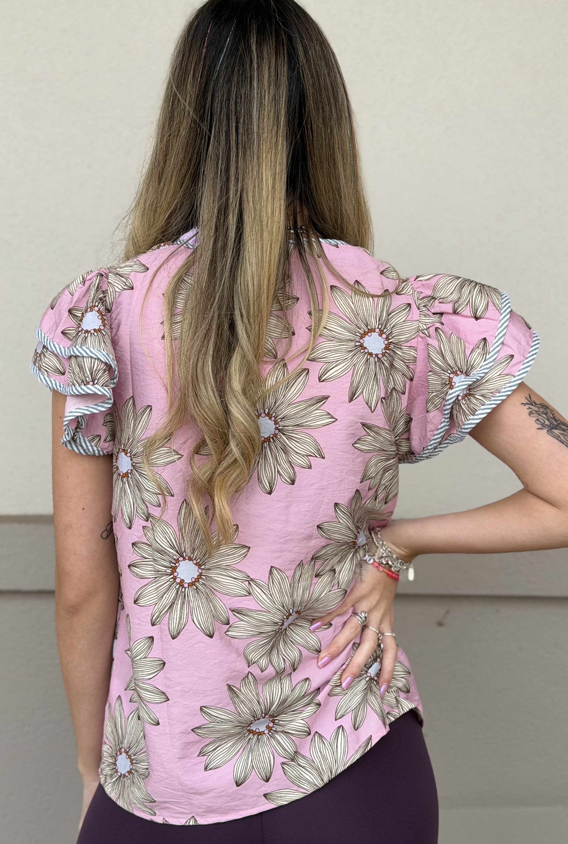 PINK FLORAL CAYCEE TOP