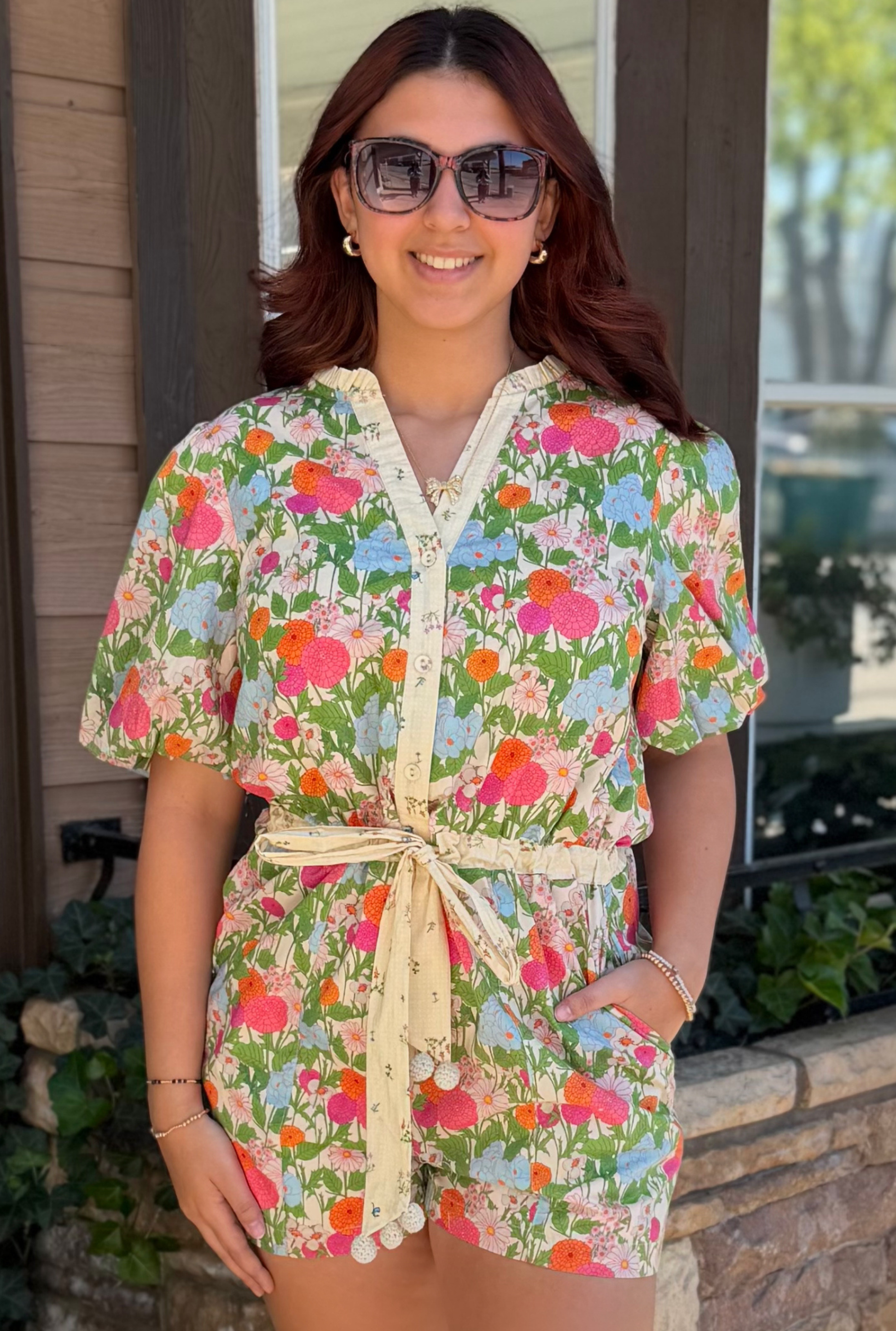 BUBBLE FLORAL ROMPER