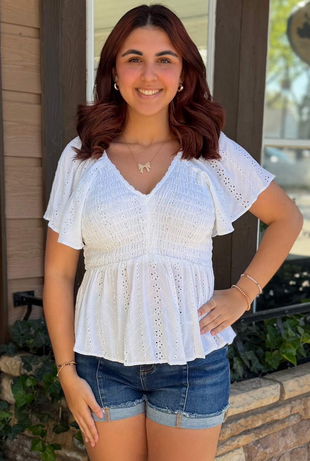 ELLIE EYELET TOP