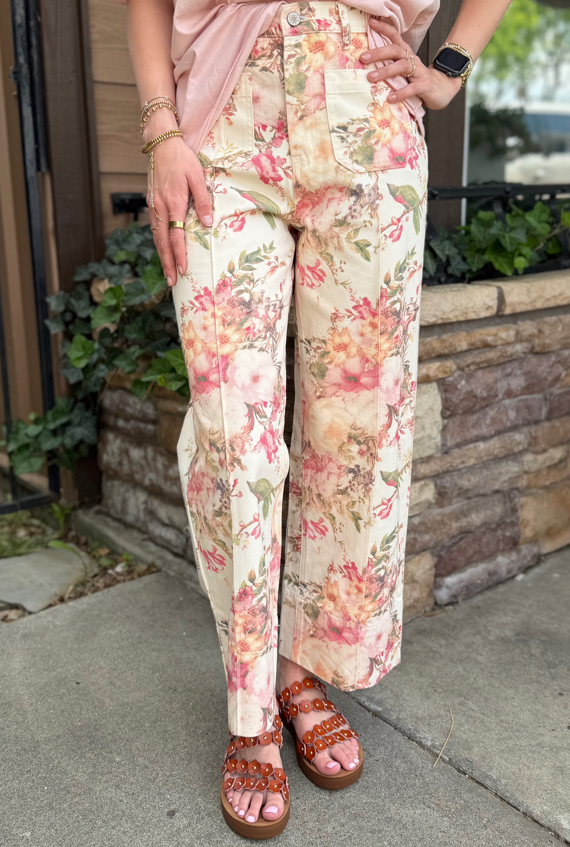 VINTAGE FLORAL ANKLE PANTS