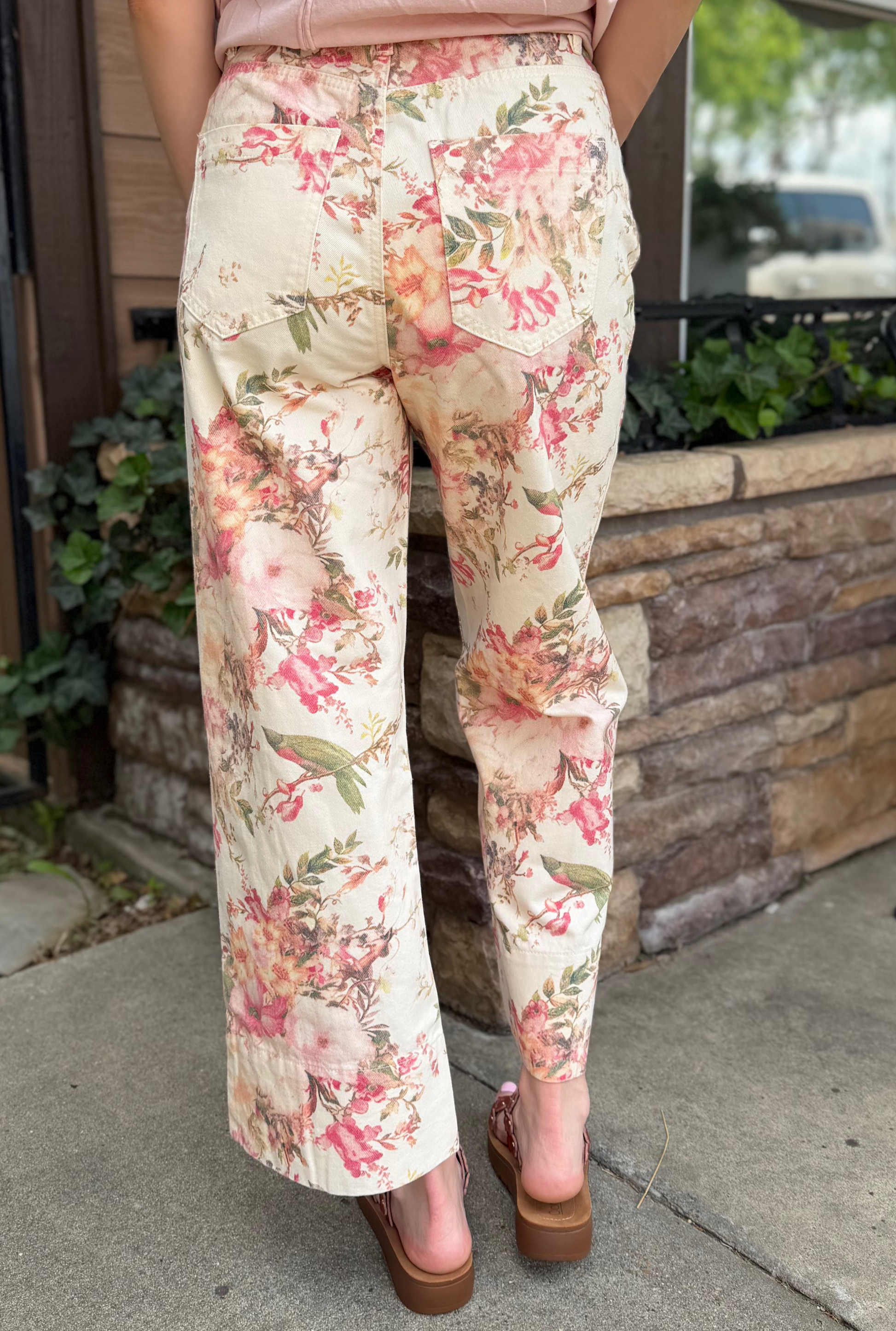 VINTAGE FLORAL ANKLE PANTS