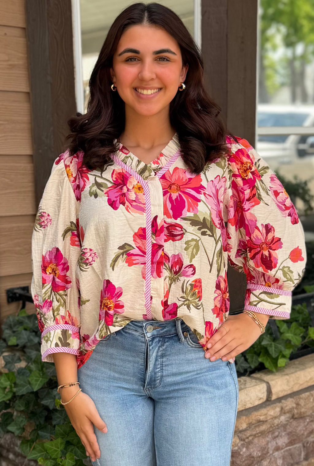 LINEN FLORAL TOP