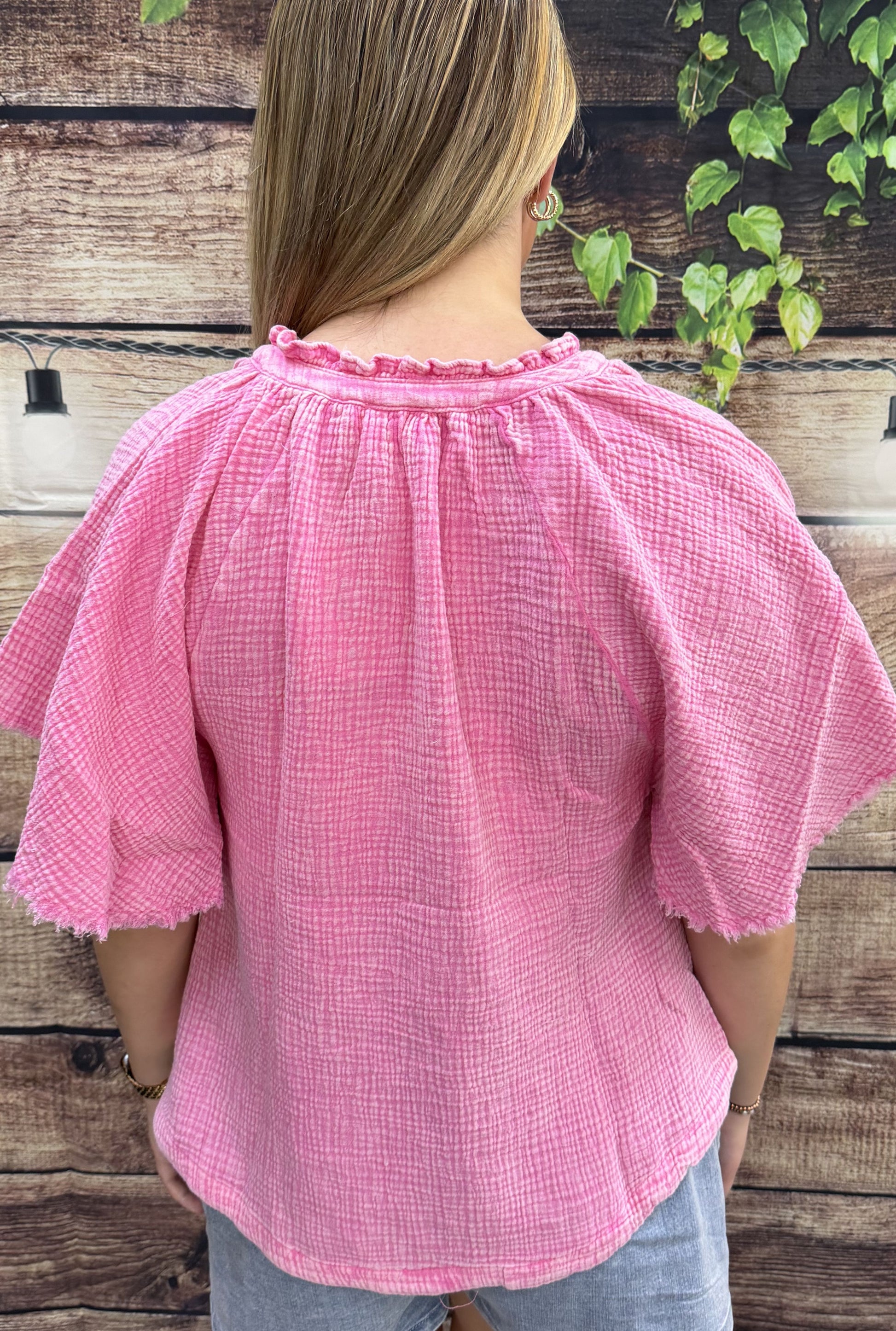 PINK FLUTTER BLOUSE