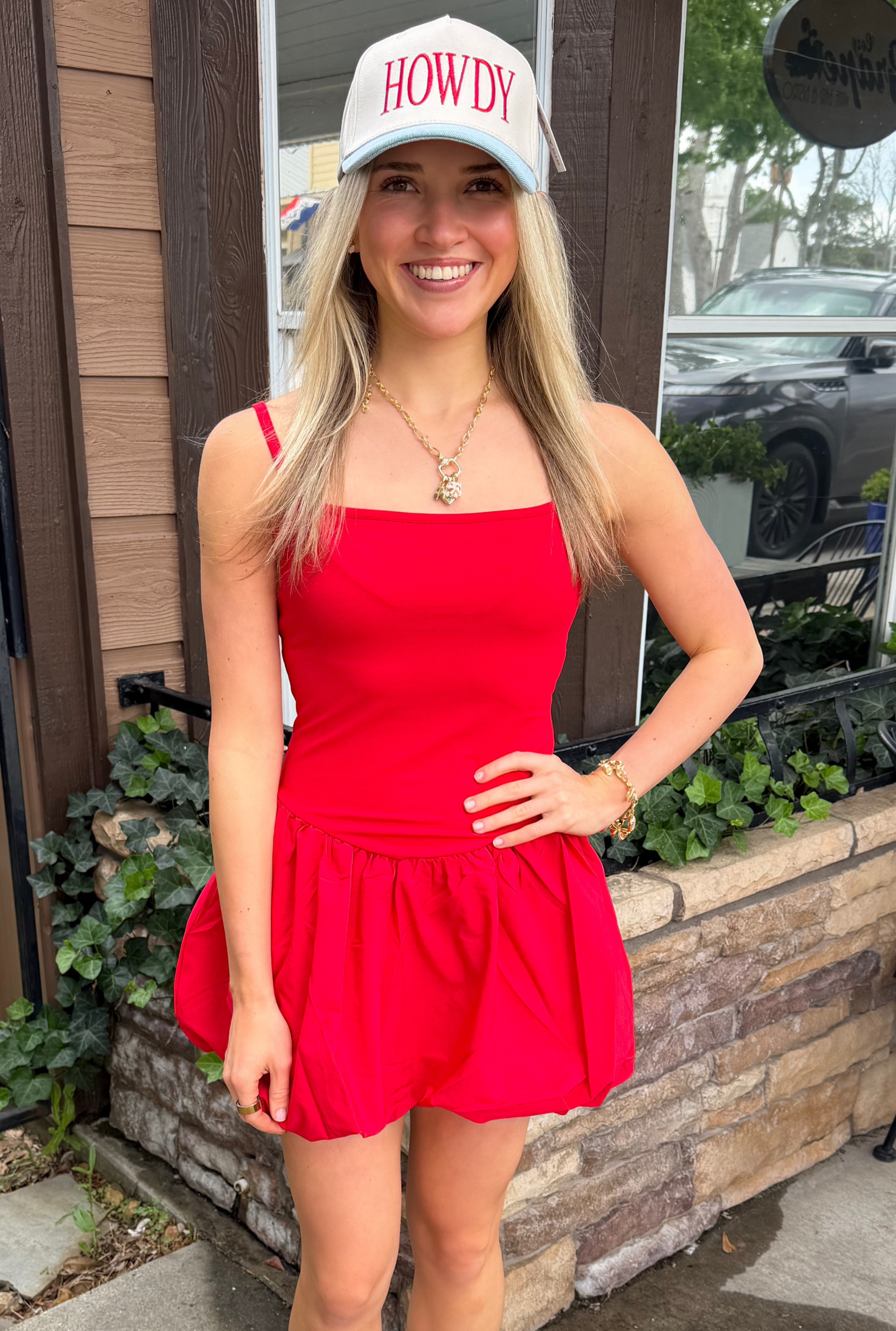 RED ACTIVE BUBBLE SKIRT