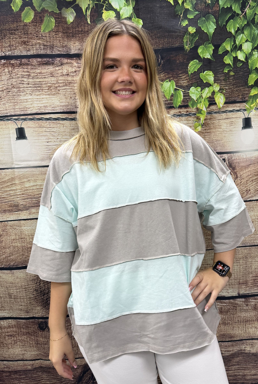 GREY POLLY BLOCK TOP