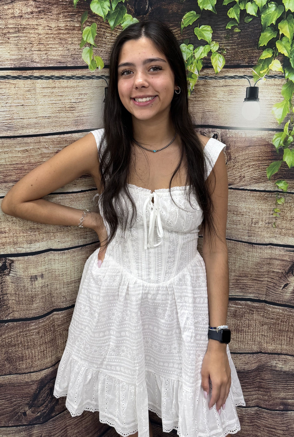 EYELET MILKMAID DRESS