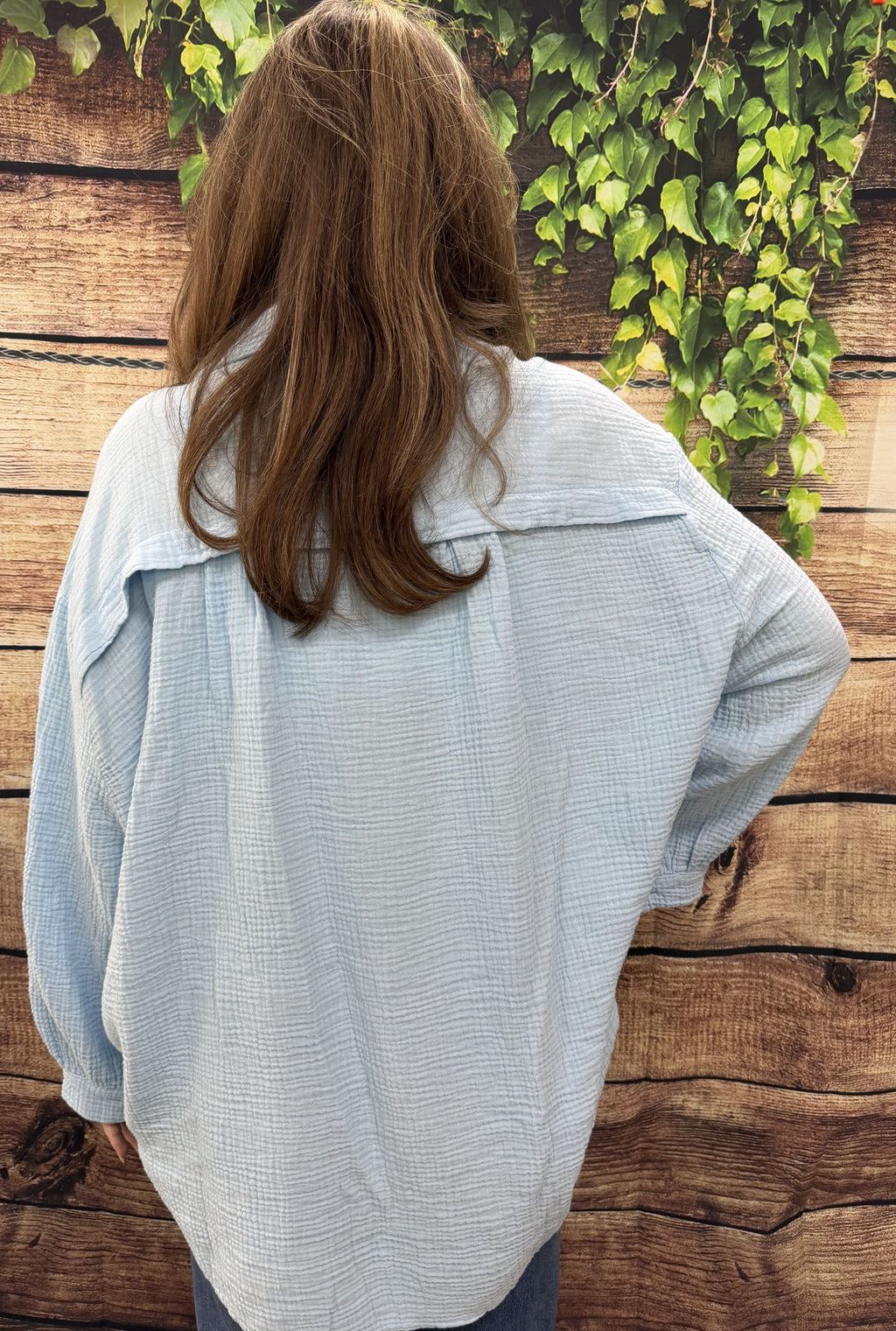 BLUE BREEZY BUTTERFLY PALM TOP