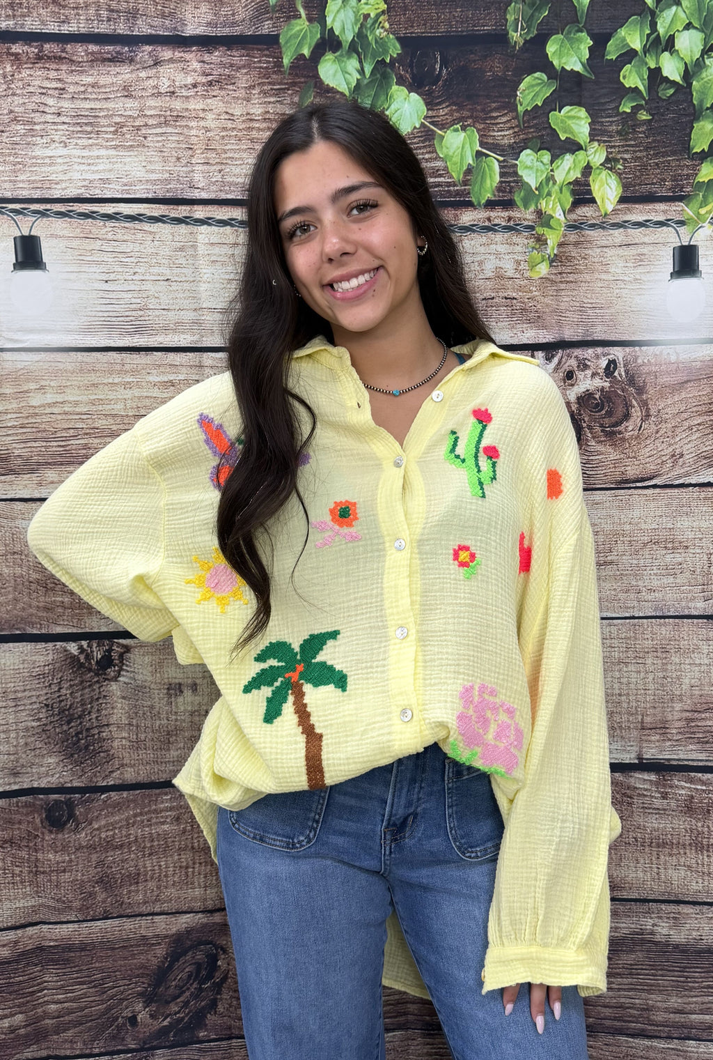 YELLOW BREEZY BUTTERFLY PALM TOP