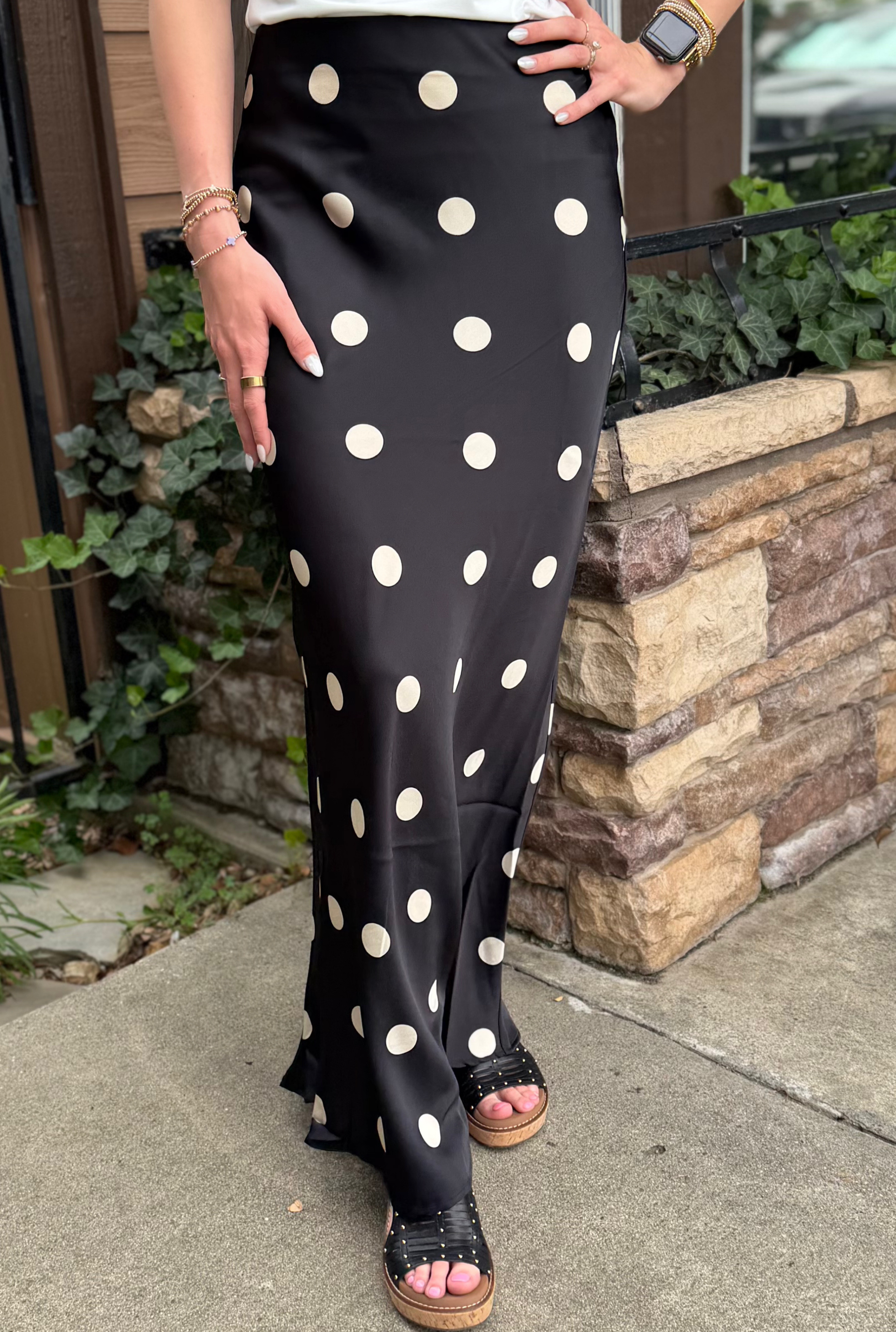 SATIN POLKA DOT SKIRT