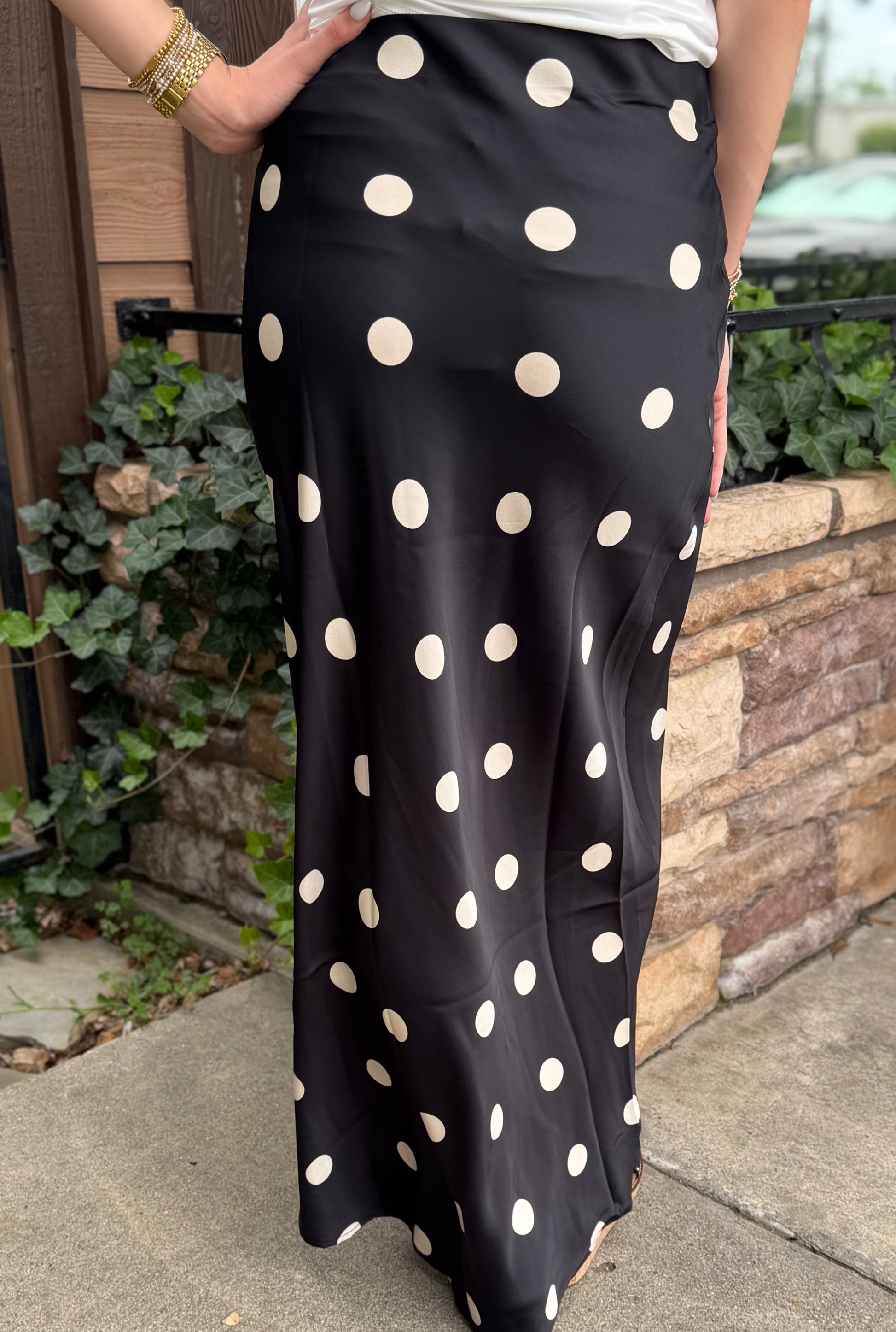 SATIN POLKA DOT SKIRT