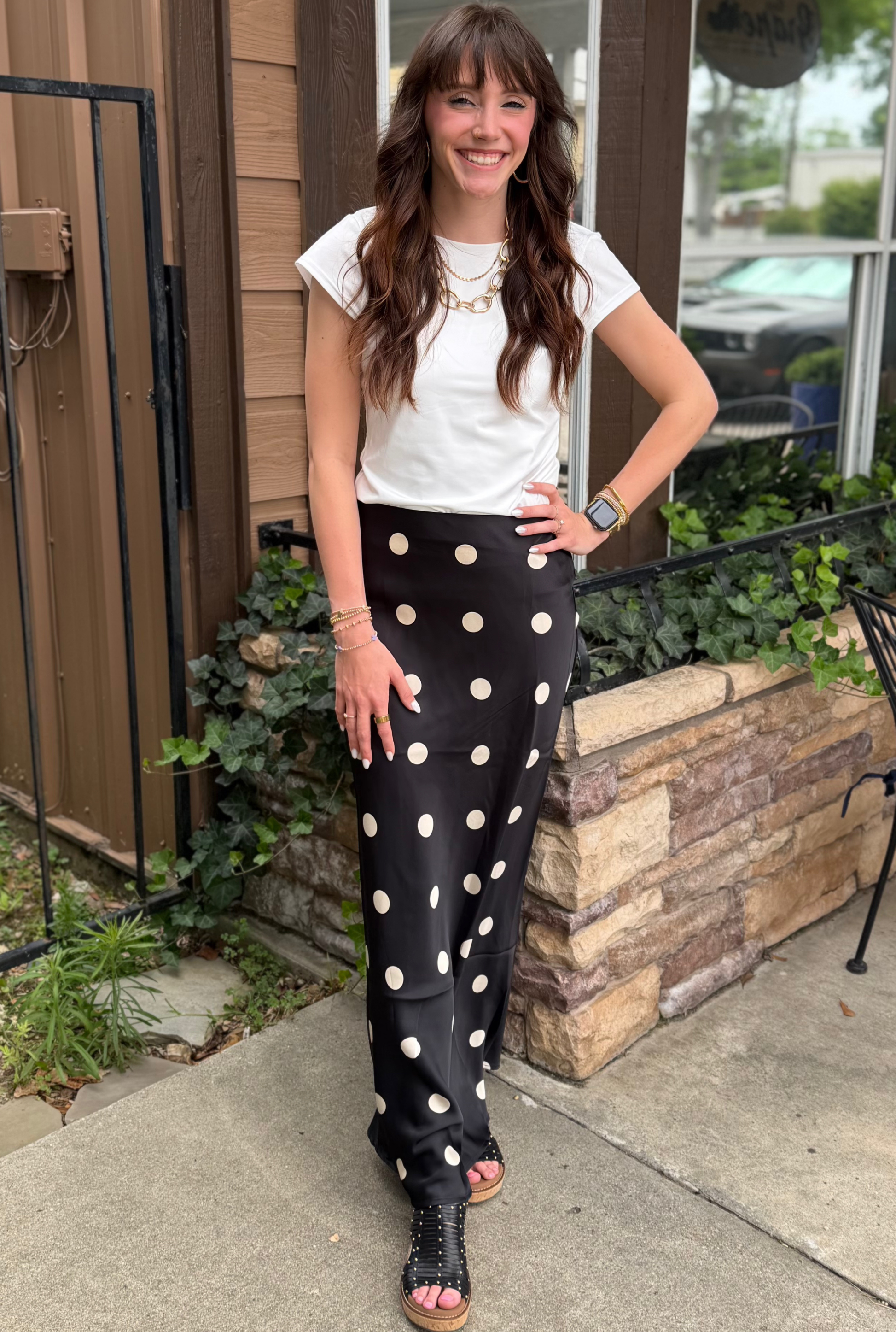 SATIN POLKA DOT SKIRT
