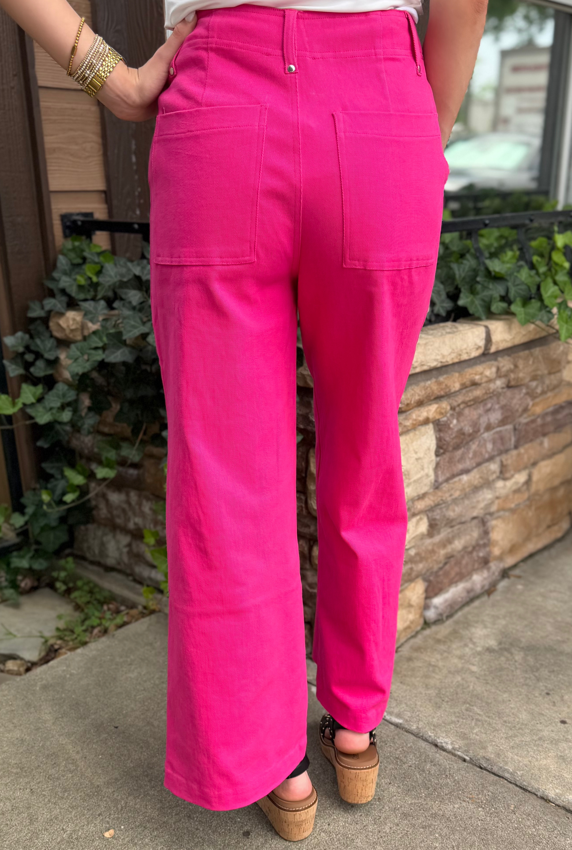 HOT PINK WIDE LEG PANTS