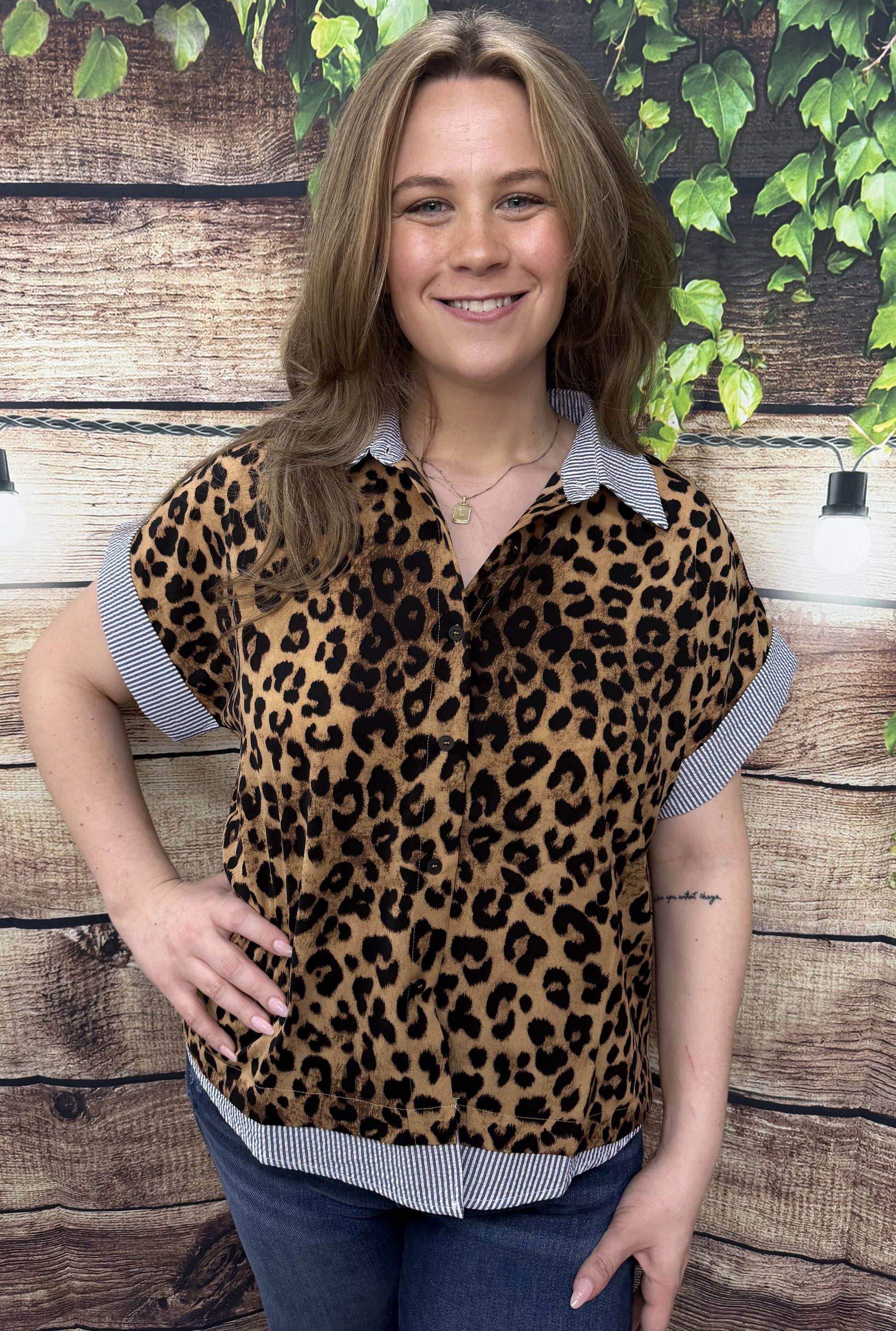 LEOPARD MIXED MEDIA TOP