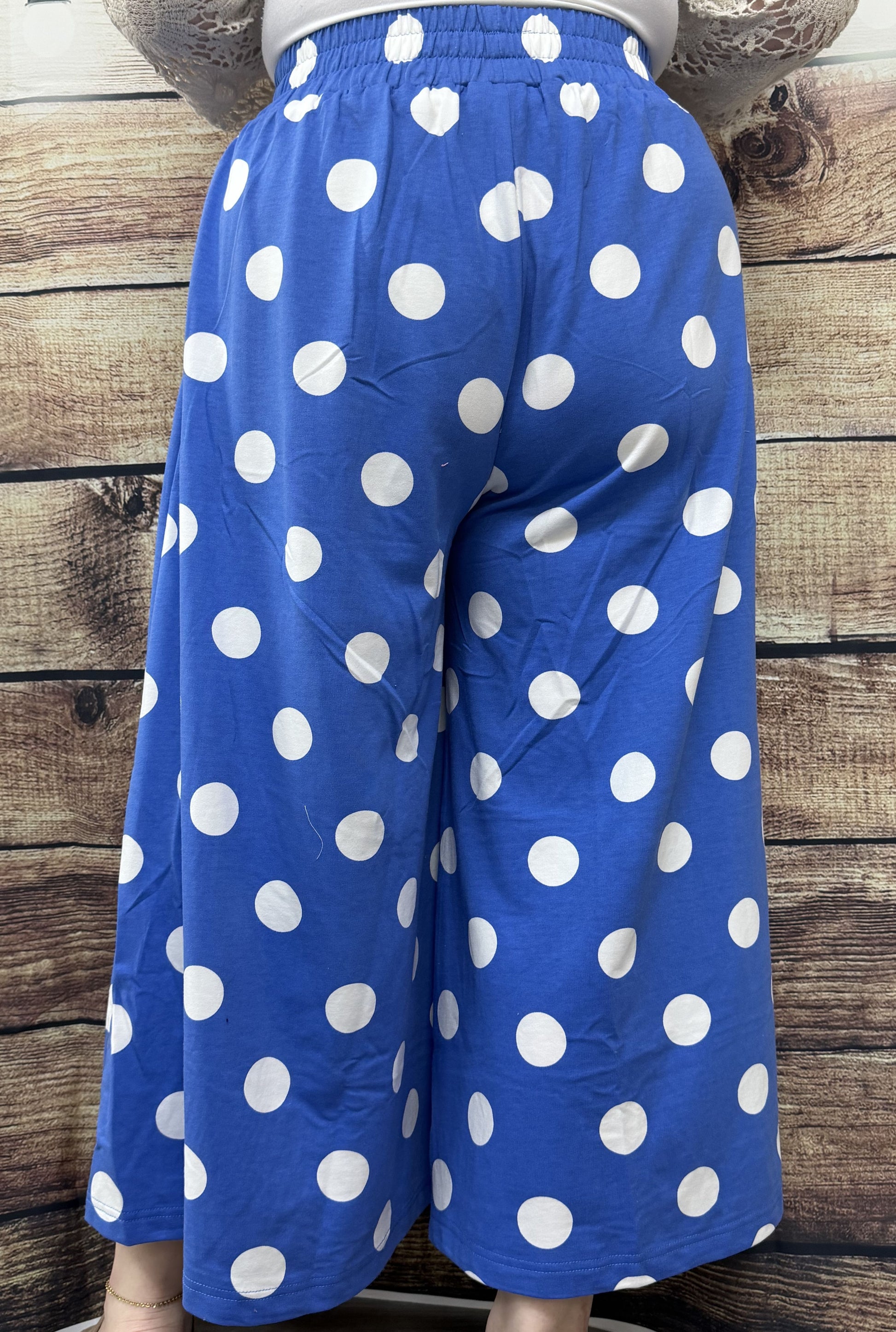 NAVY POLKA DOT PANTS
