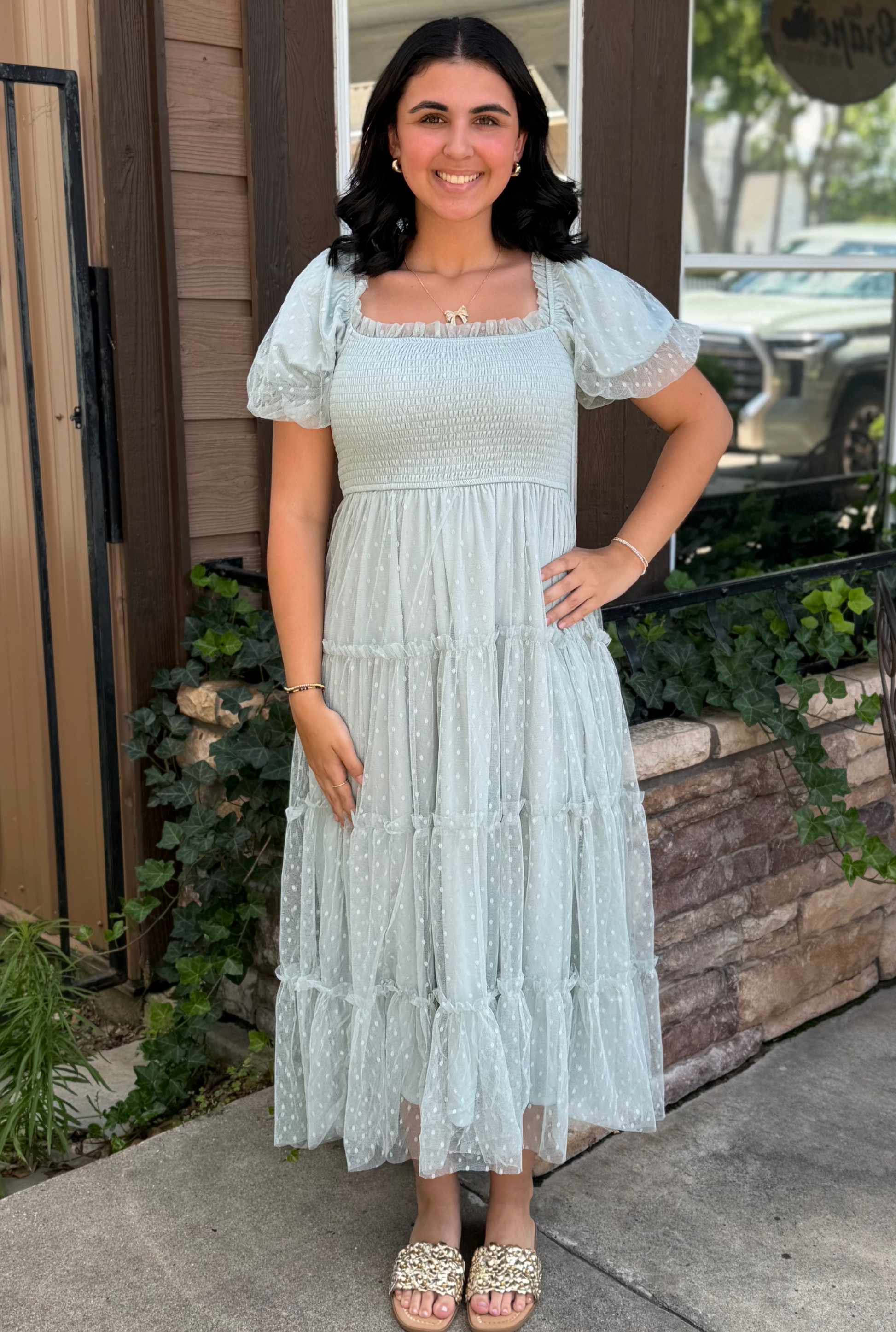 SAGE TULLE DRESS