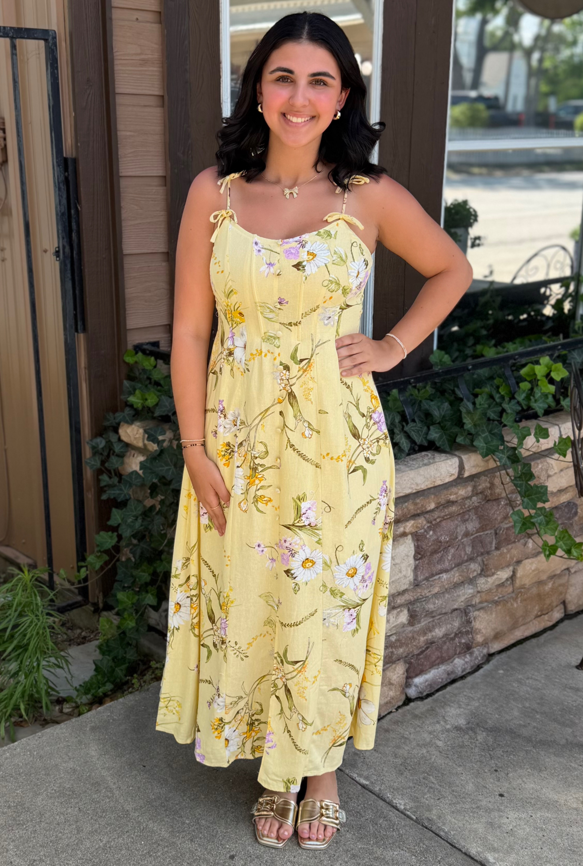 YELLOW FLORAL MAXI DRESS