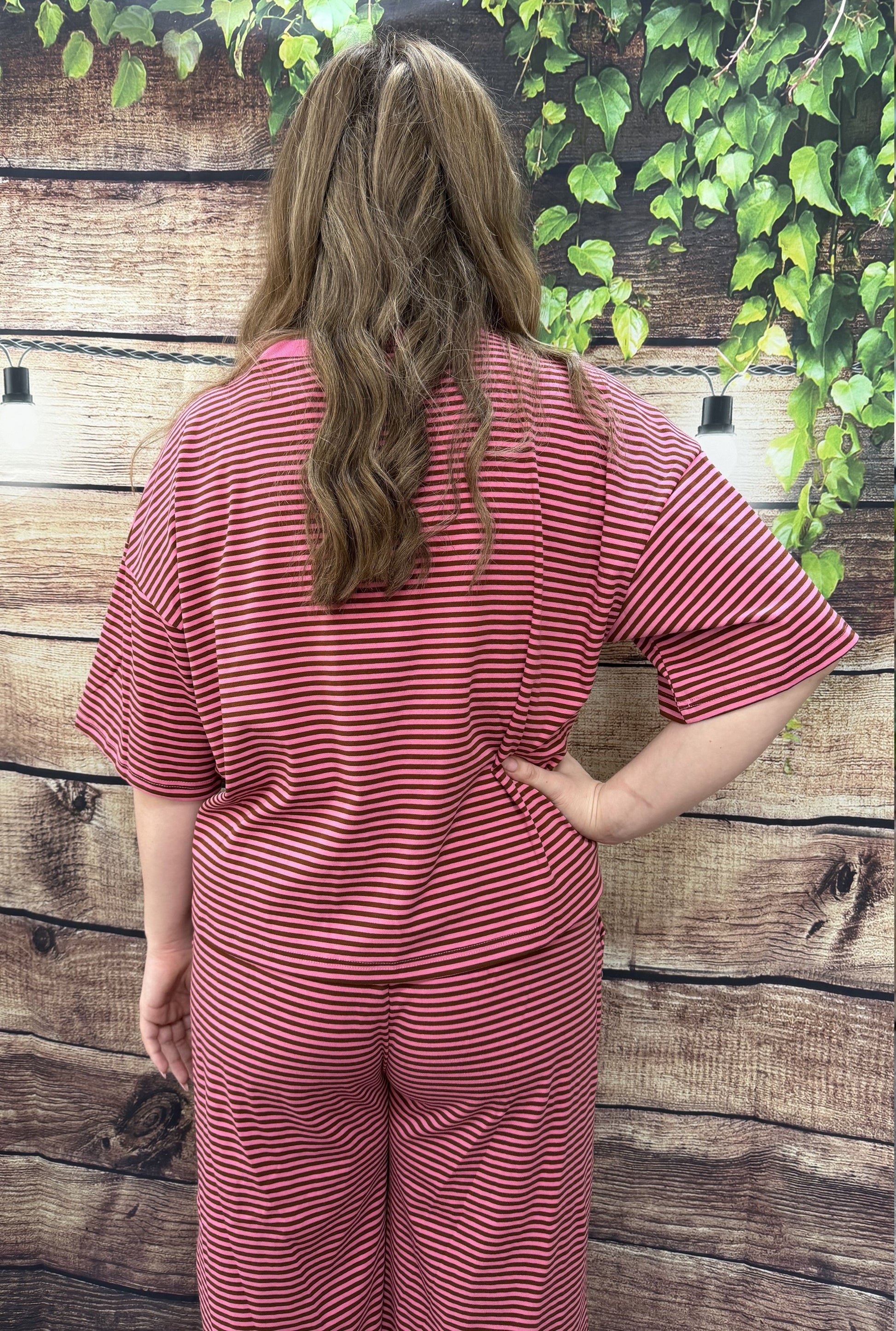 PINK AND BROWN STRIPE SET