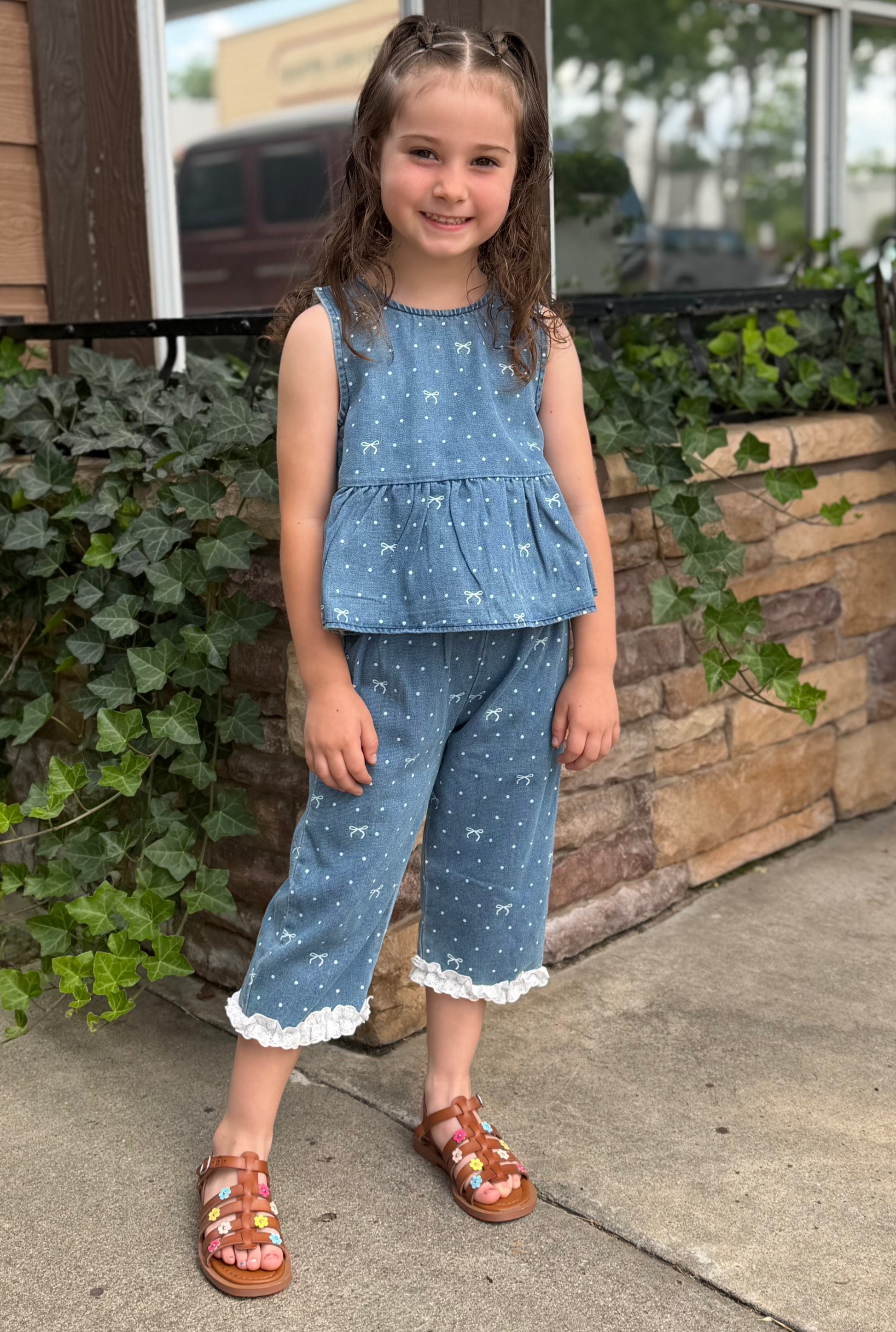 DENIM BOW GIRL SET