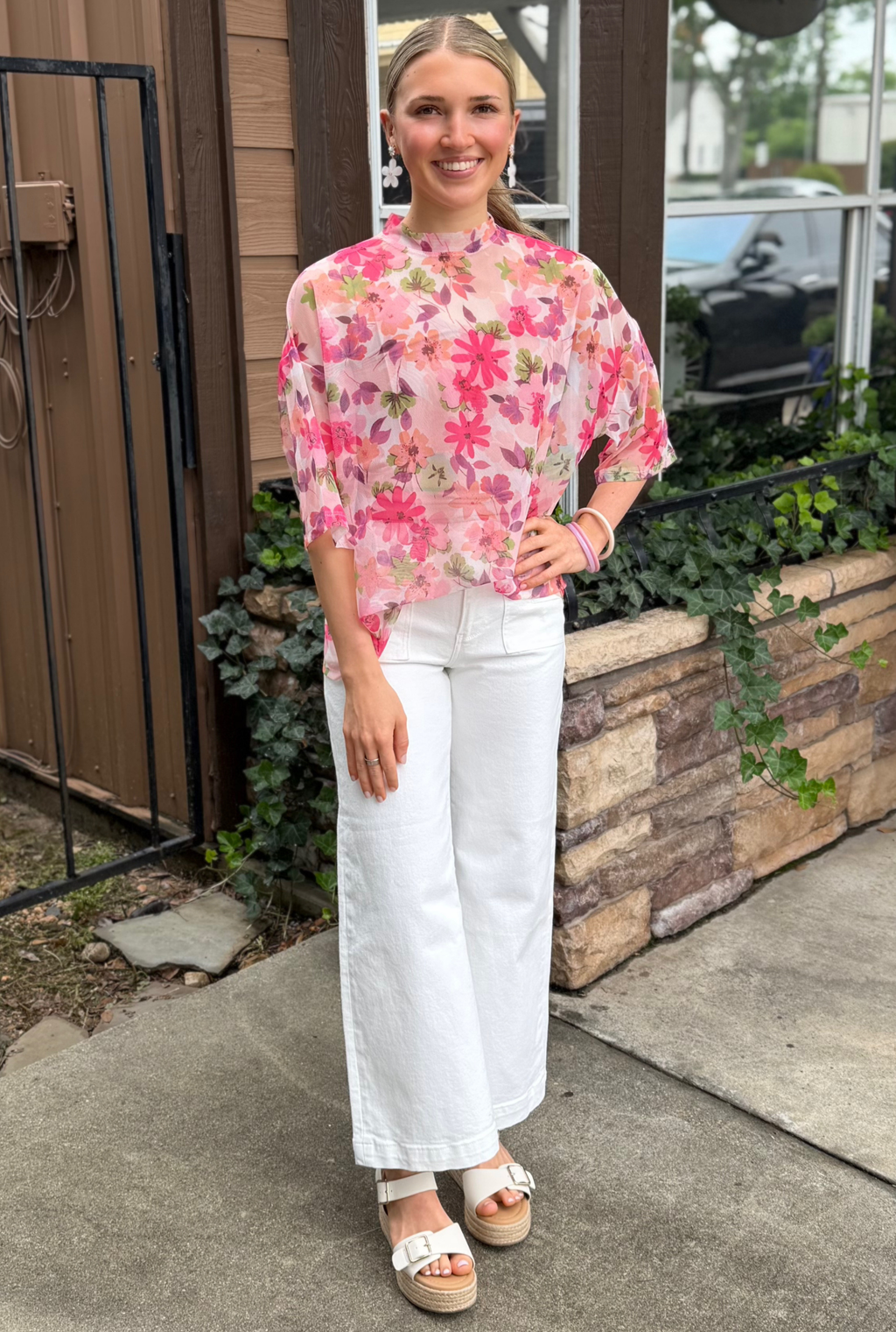 FLORAL MESH SPRING TOP