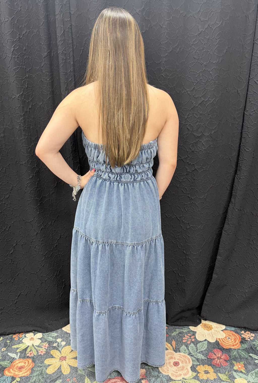 STRAPLESS DENIM DRESS