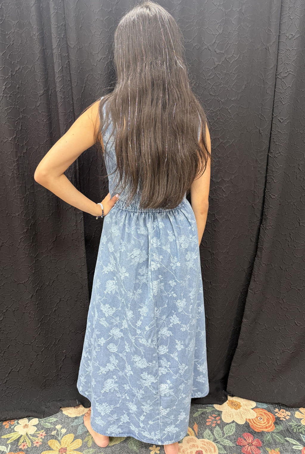 FLORAL DENIM DRESS